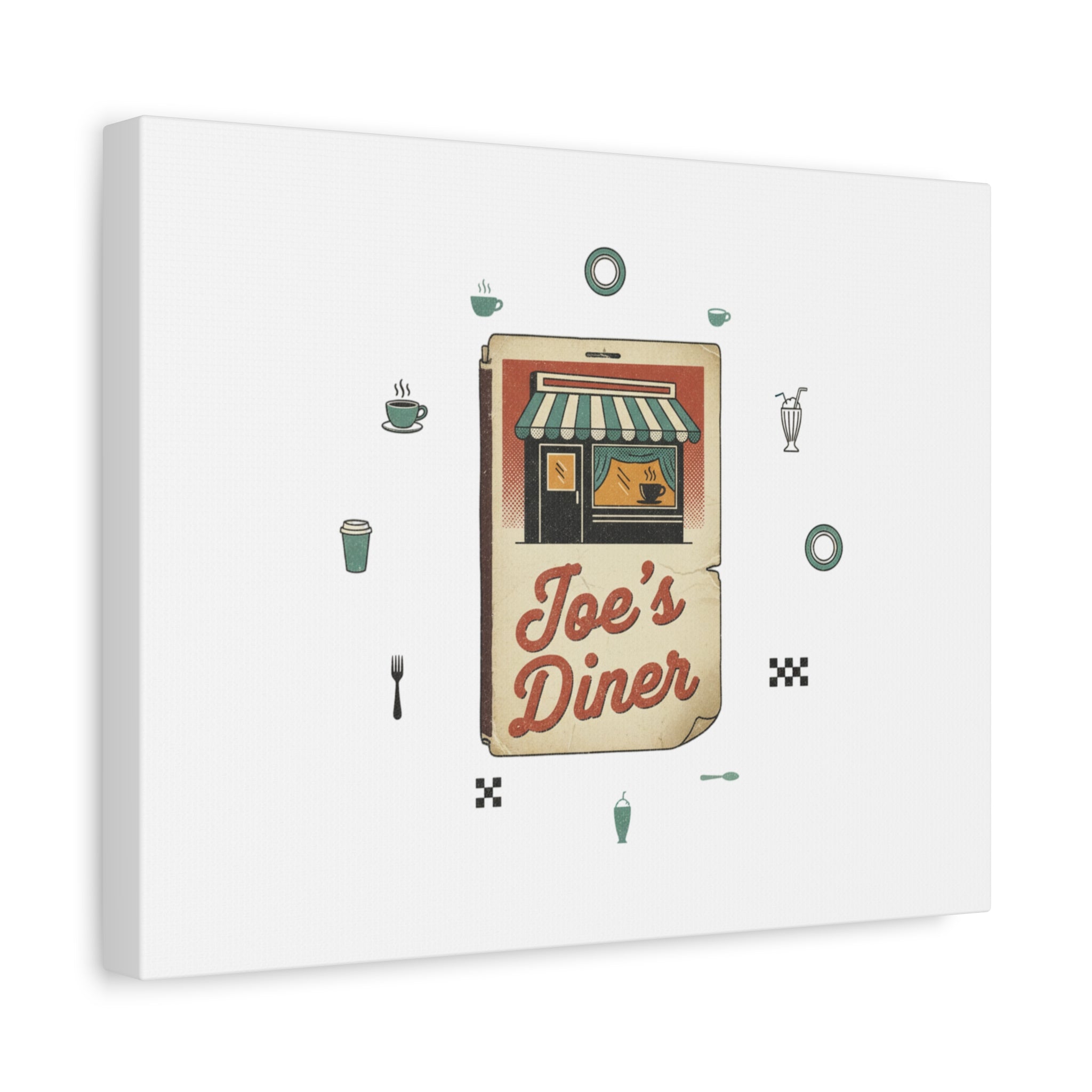 Diner Matchbook Graphic Canvas, Vintage Ephemera Art | Retro Micro Ad Print