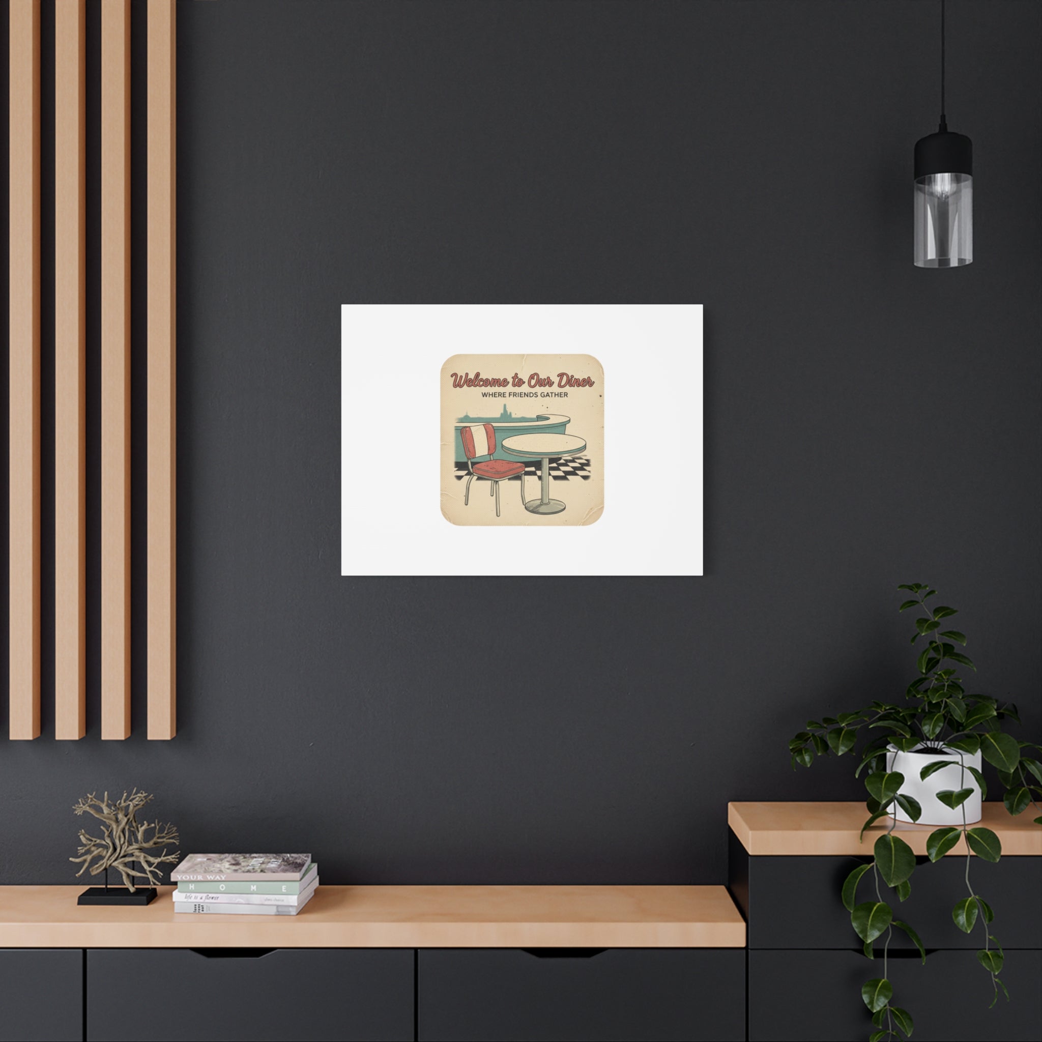 Diner Match Cover Canvas, Vintage Ephemera Art, Retro Micro Ad Print