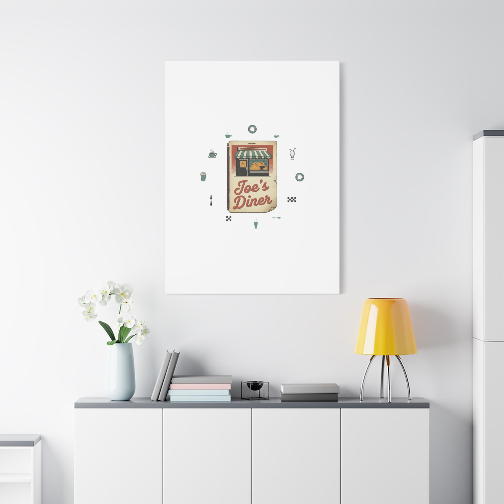 Diner Matchbook Graphic Canvas, Vintage Ephemera Art | Retro Micro Ad Print