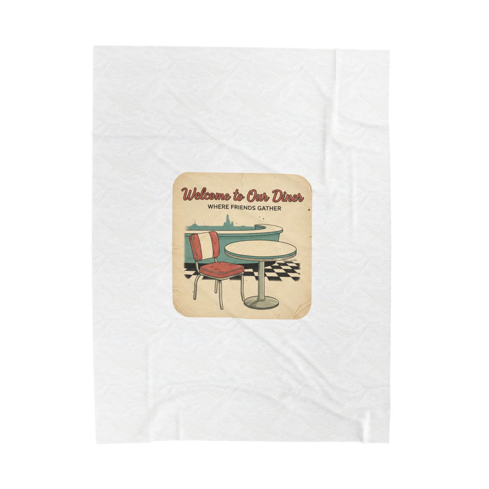 Diner Matchbook Graphic Velveteen Plush Blanket | vintage ephemera art, retro micro ad print