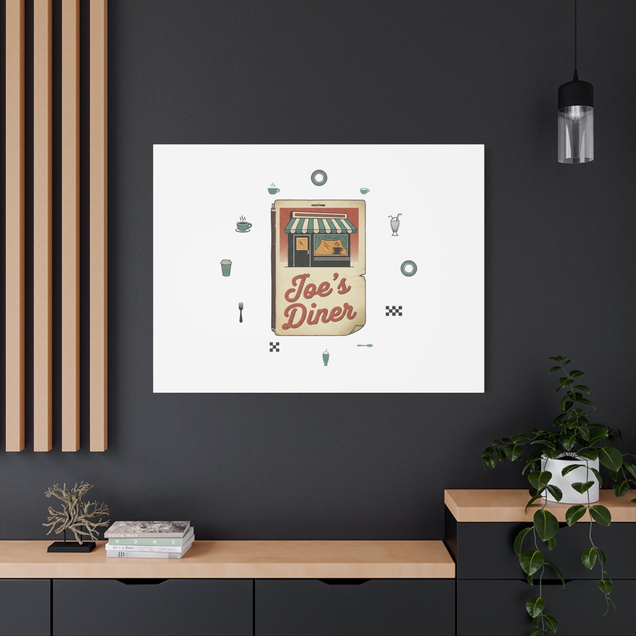 Diner Matchbook Graphic Canvas, Vintage Ephemera Art | Retro Micro Ad Print