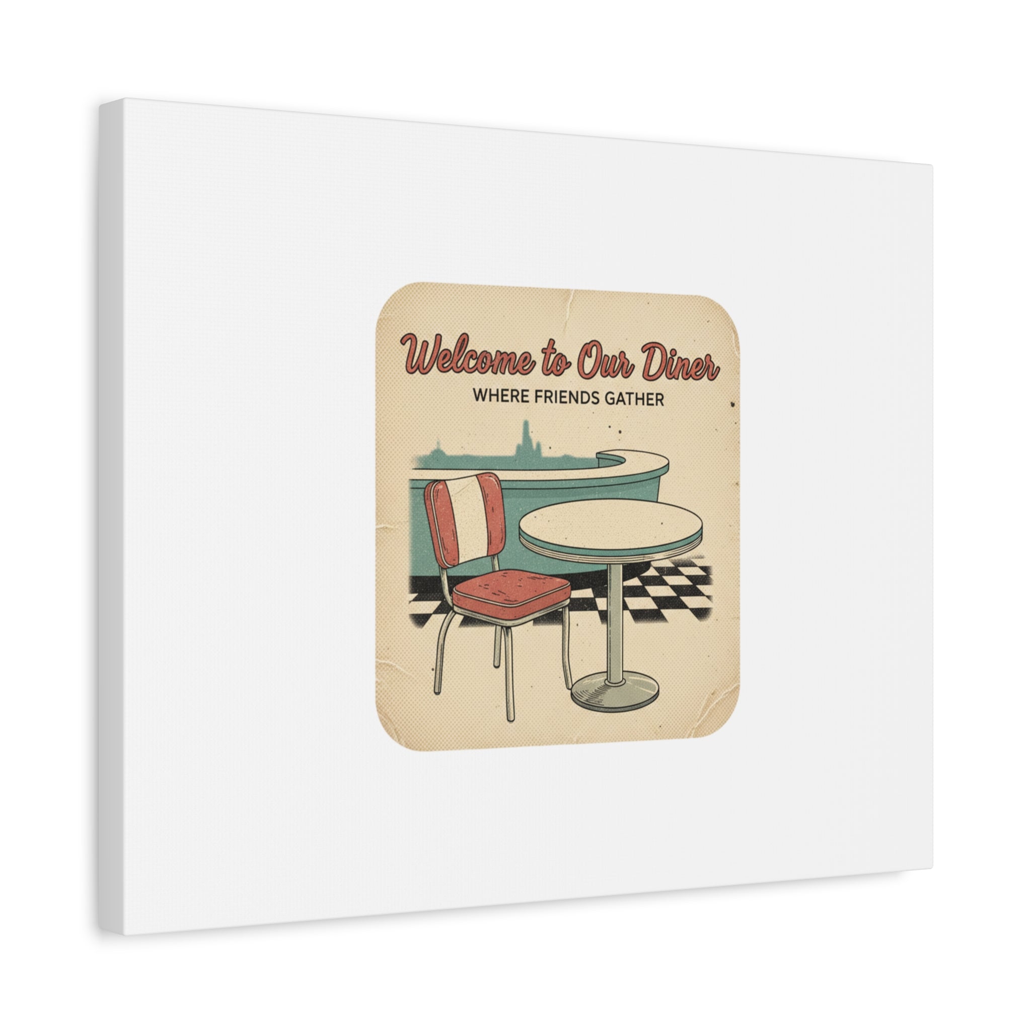Diner Match Cover Canvas, Vintage Ephemera Art, Retro Micro Ad Print
