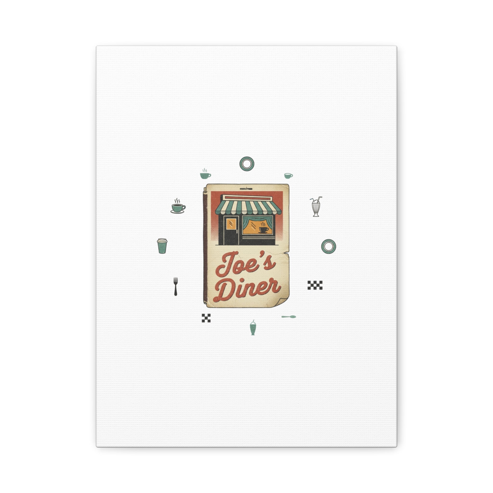 Diner Matchbook Graphic Canvas, Vintage Ephemera Art | Retro Micro Ad Print