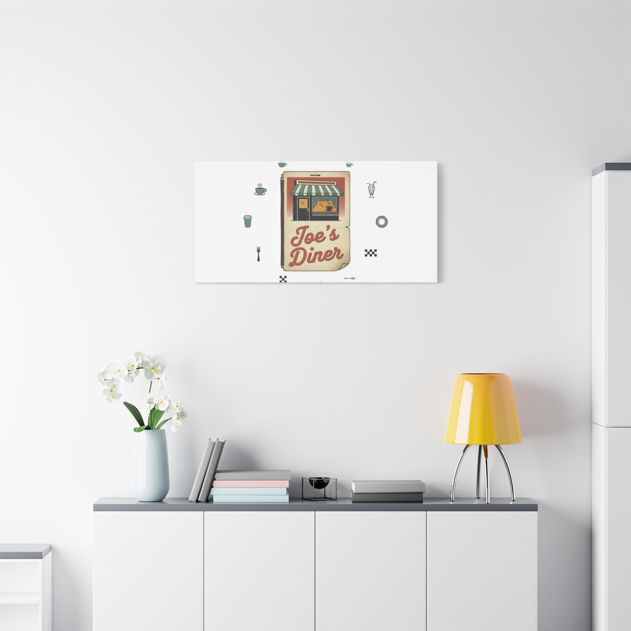 Diner Matchbook Graphic Canvas, Vintage Ephemera Art | Retro Micro Ad Print