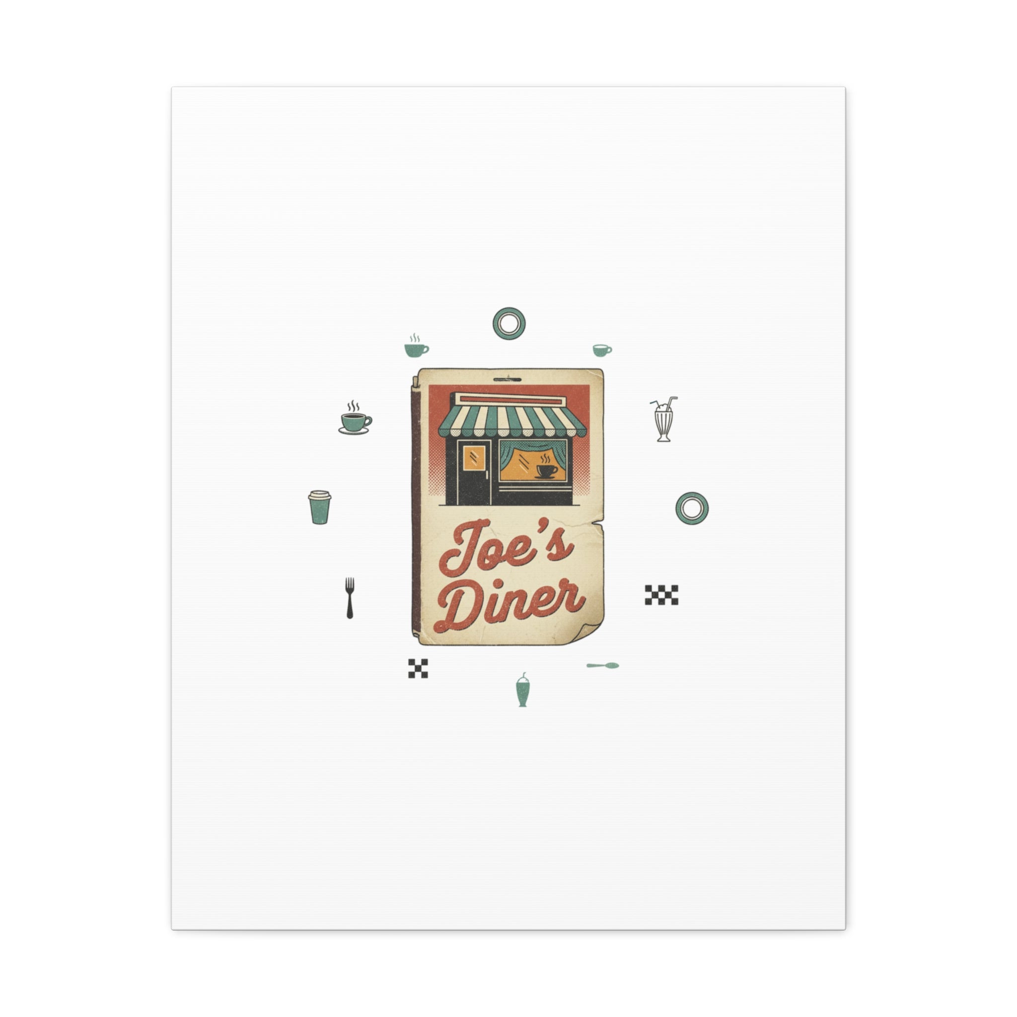 Diner Matchbook Graphic Canvas, Vintage Ephemera Art | Retro Micro Ad Print