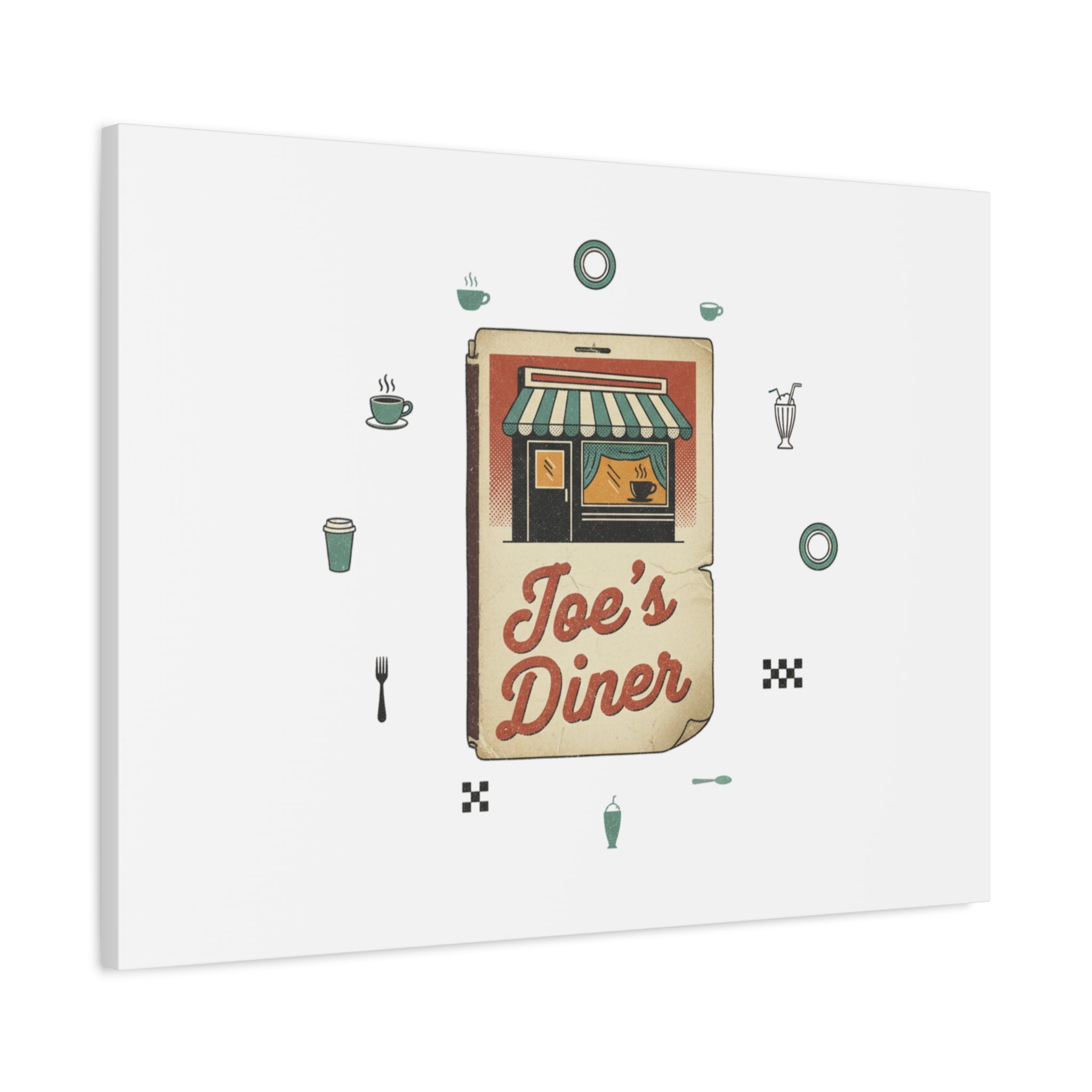 Diner Matchbook Graphic Canvas, Vintage Ephemera Art | Retro Micro Ad Print
