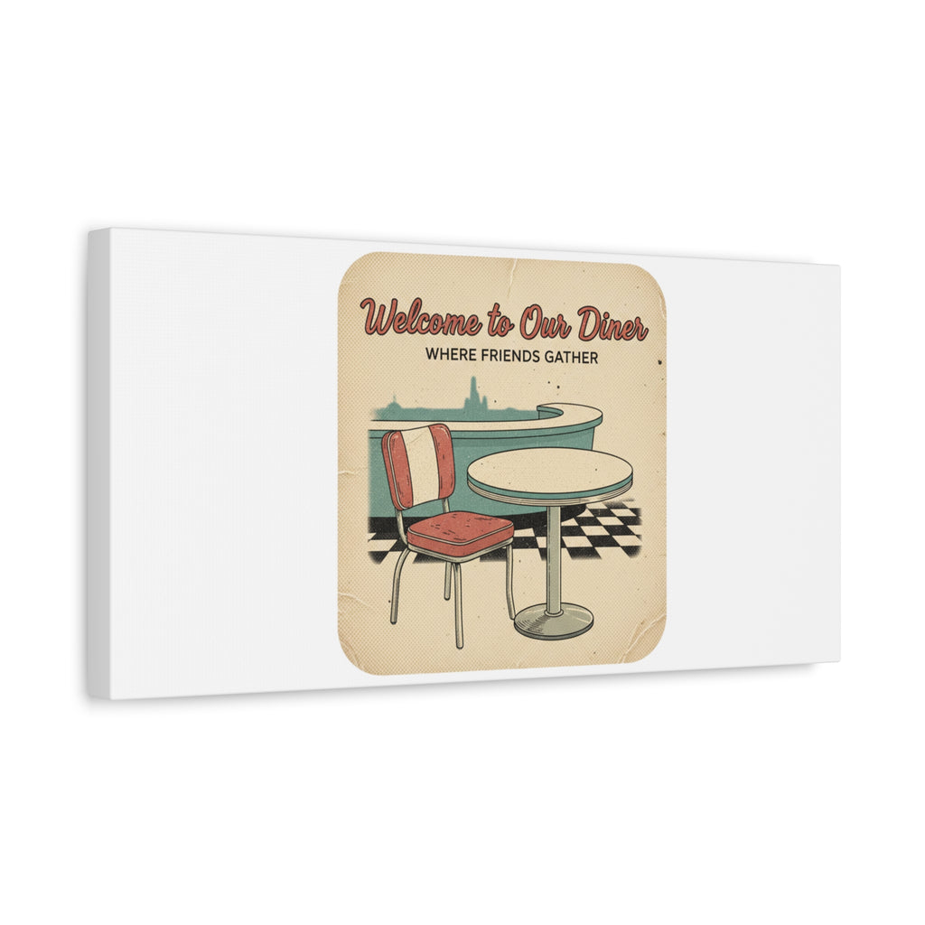 Diner Match Cover Canvas, Vintage Ephemera Art, Retro Micro Ad Print