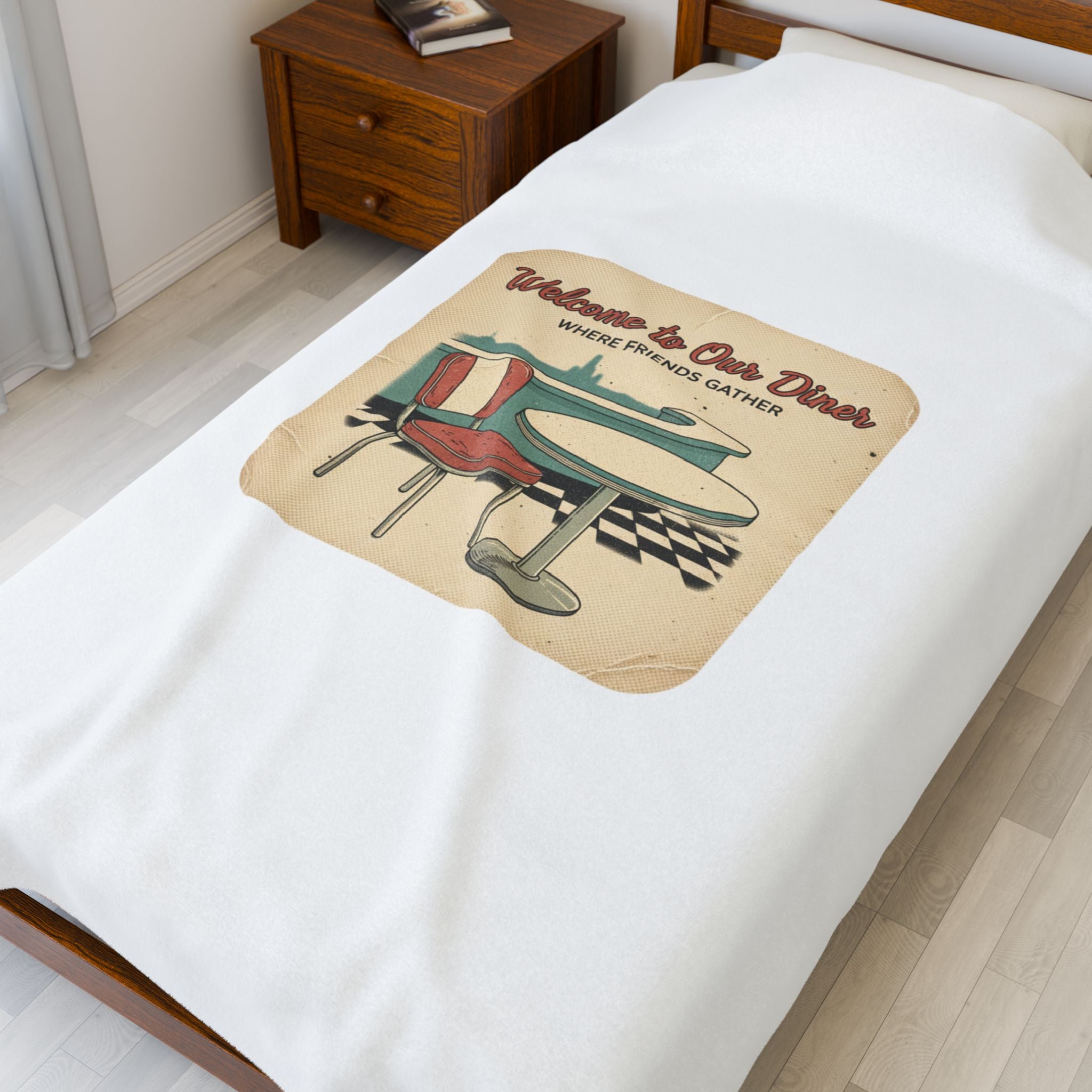 Diner Matchbook Graphic Velveteen Plush Blanket | vintage ephemera art, retro micro ad print