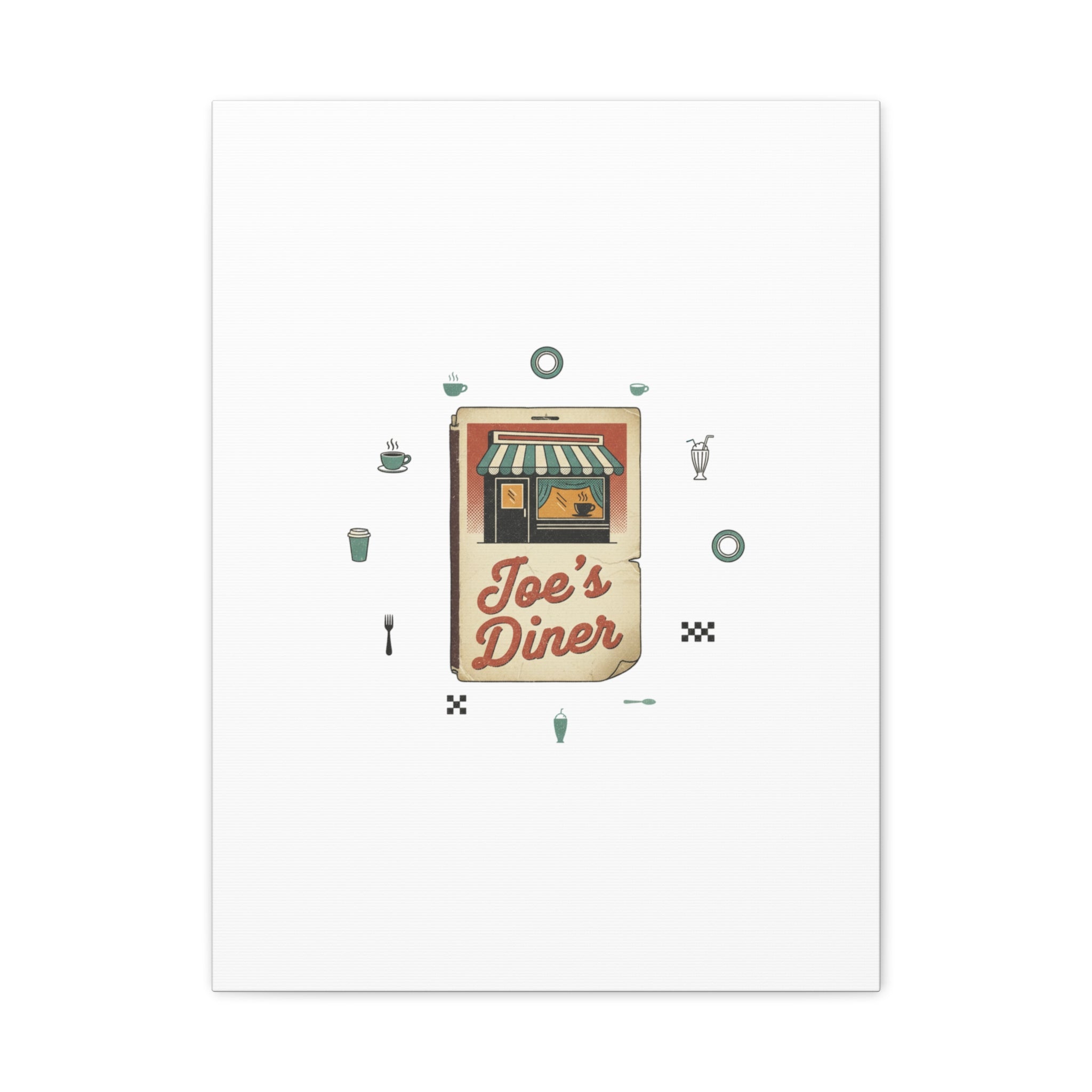 Diner Matchbook Graphic Canvas, Vintage Ephemera Art | Retro Micro Ad Print