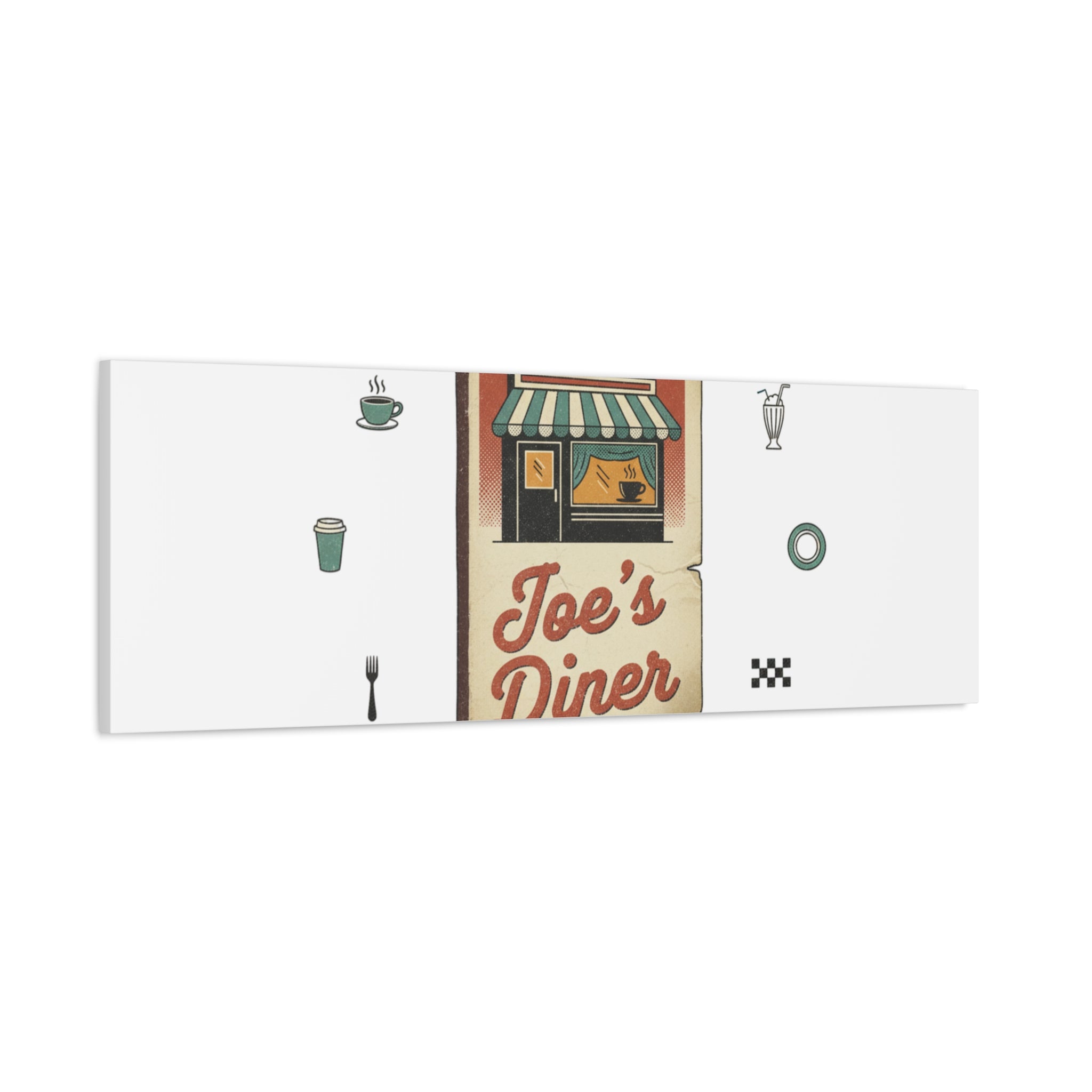 Diner Matchbook Graphic Canvas, Vintage Ephemera Art | Retro Micro Ad Print