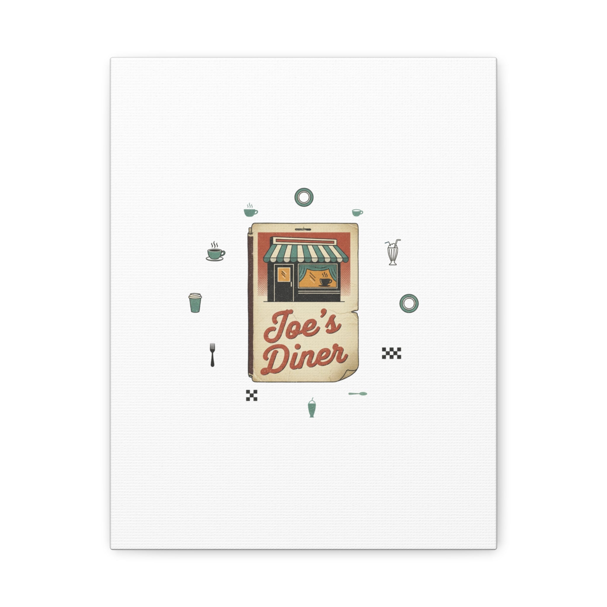 Diner Matchbook Graphic Canvas, Vintage Ephemera Art | Retro Micro Ad Print