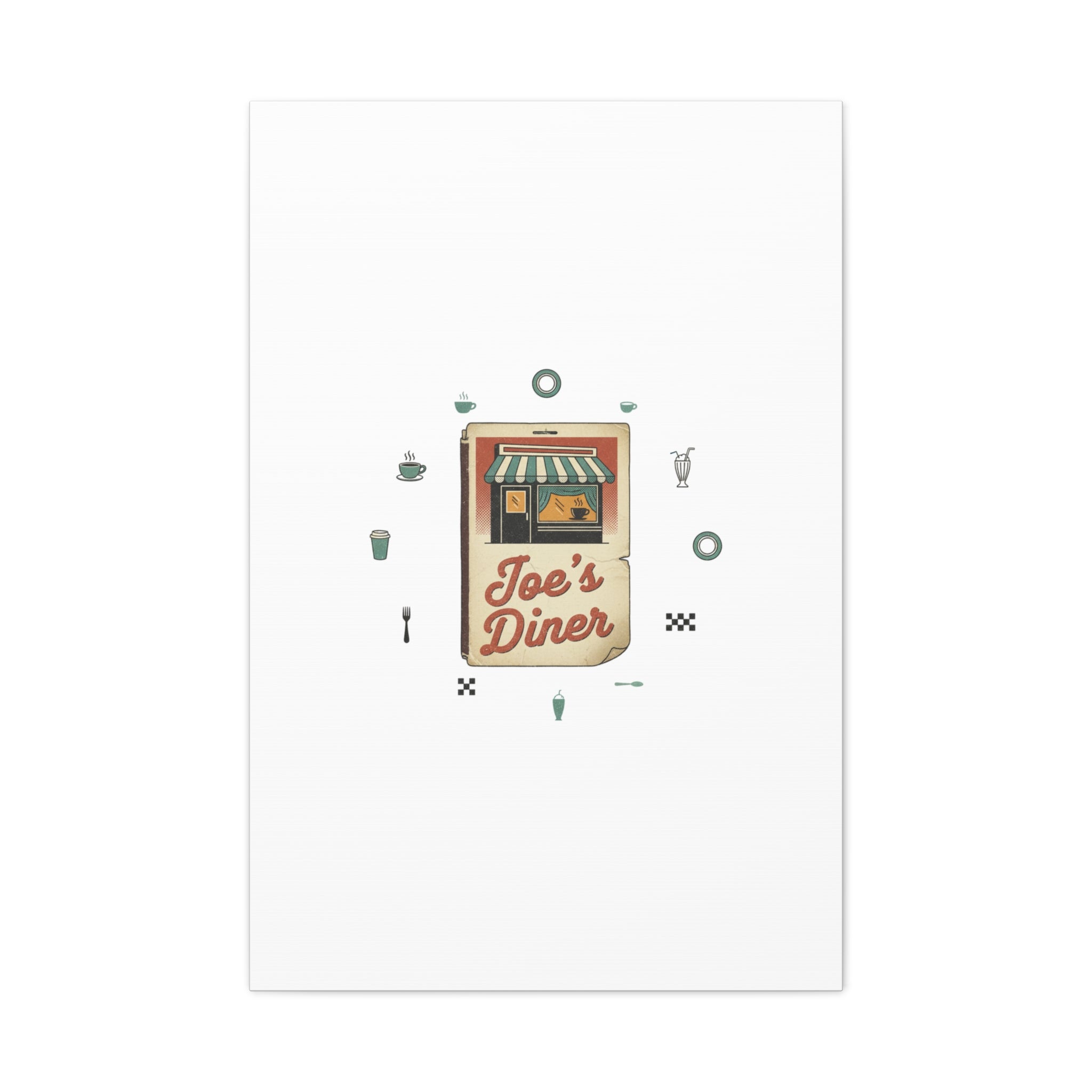 Diner Matchbook Graphic Canvas, Vintage Ephemera Art | Retro Micro Ad Print