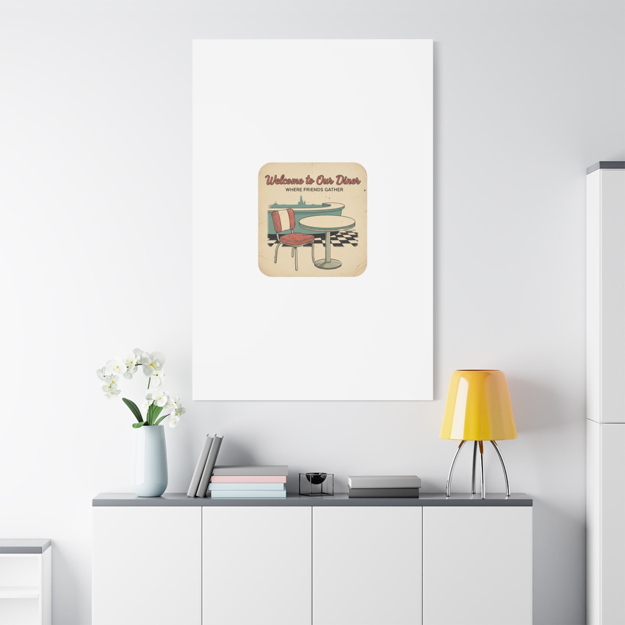 Diner Match Cover Canvas, Vintage Ephemera Art, Retro Micro Ad Print