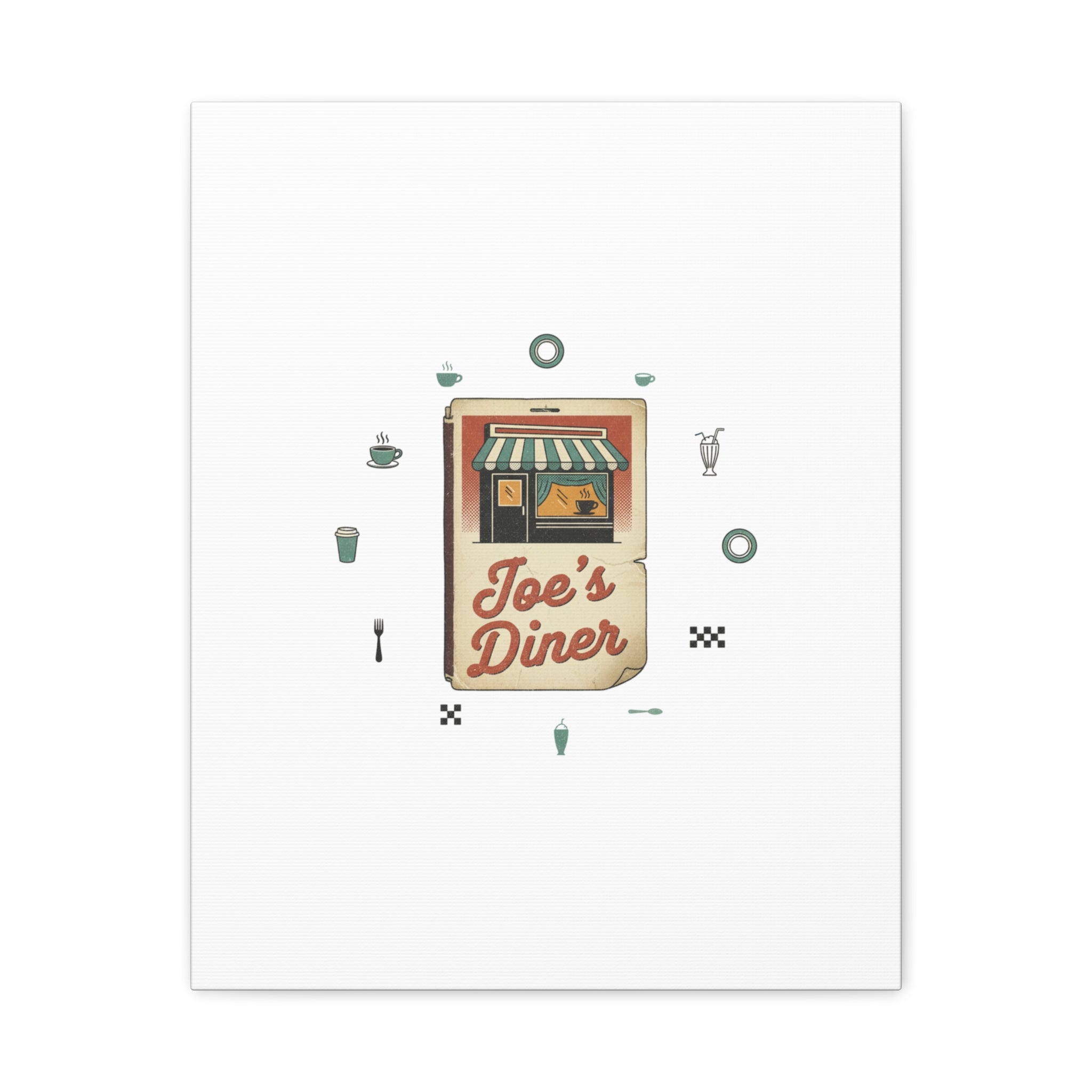 Diner Matchbook Graphic Canvas, Vintage Ephemera Art | Retro Micro Ad Print