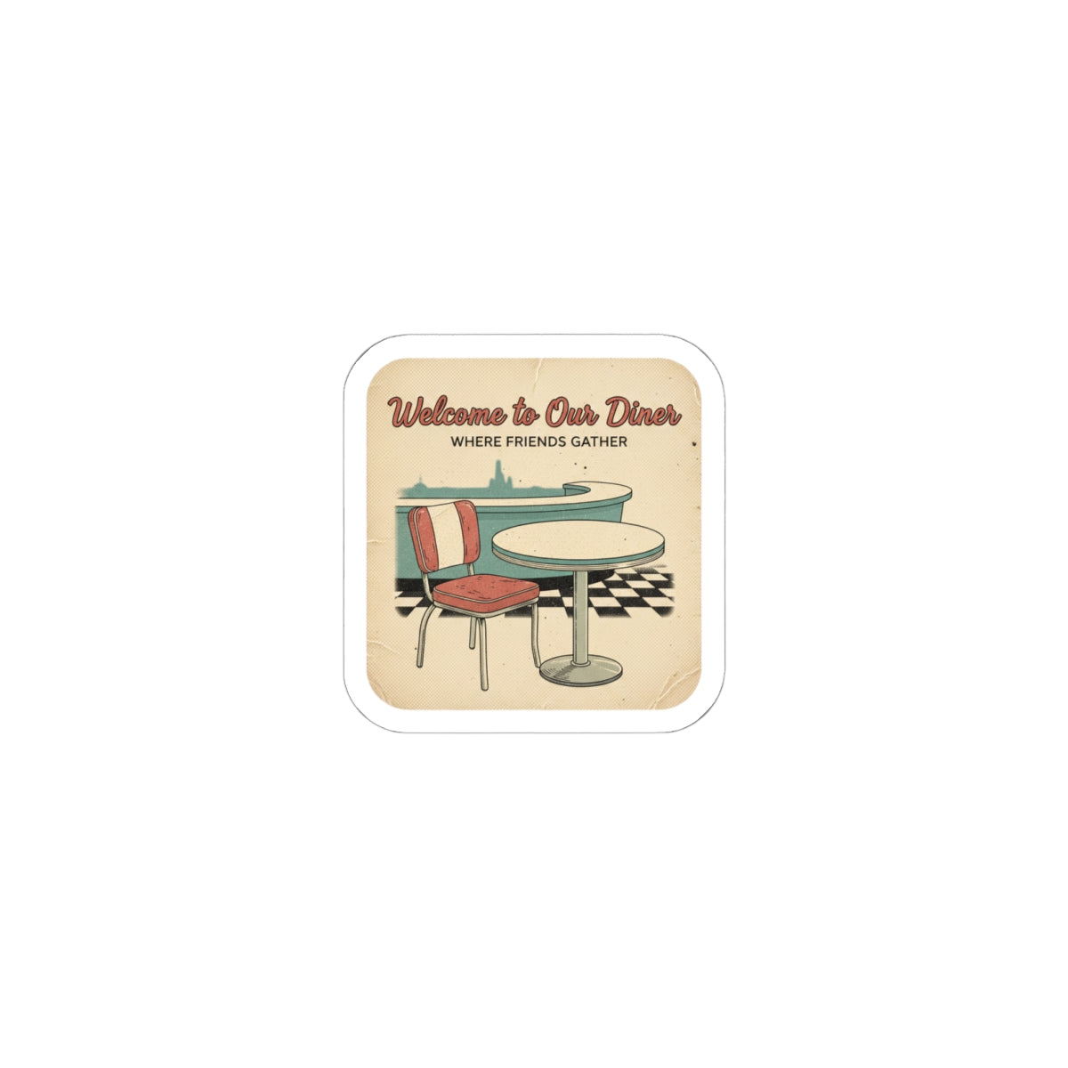 Diner Matchbook Graphic Sticker | Vintage Ephemera, Retro Micro Ad