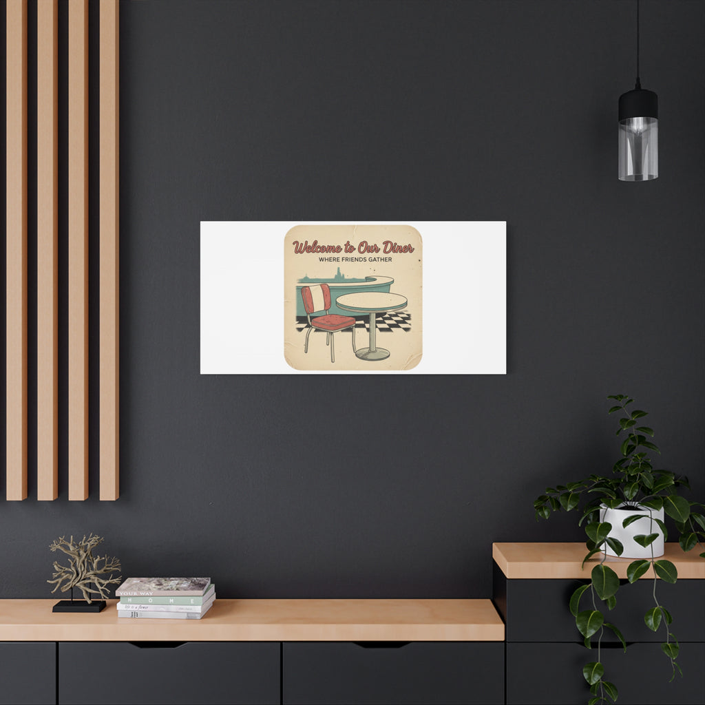 Diner Match Cover Canvas, Vintage Ephemera Art, Retro Micro Ad Print