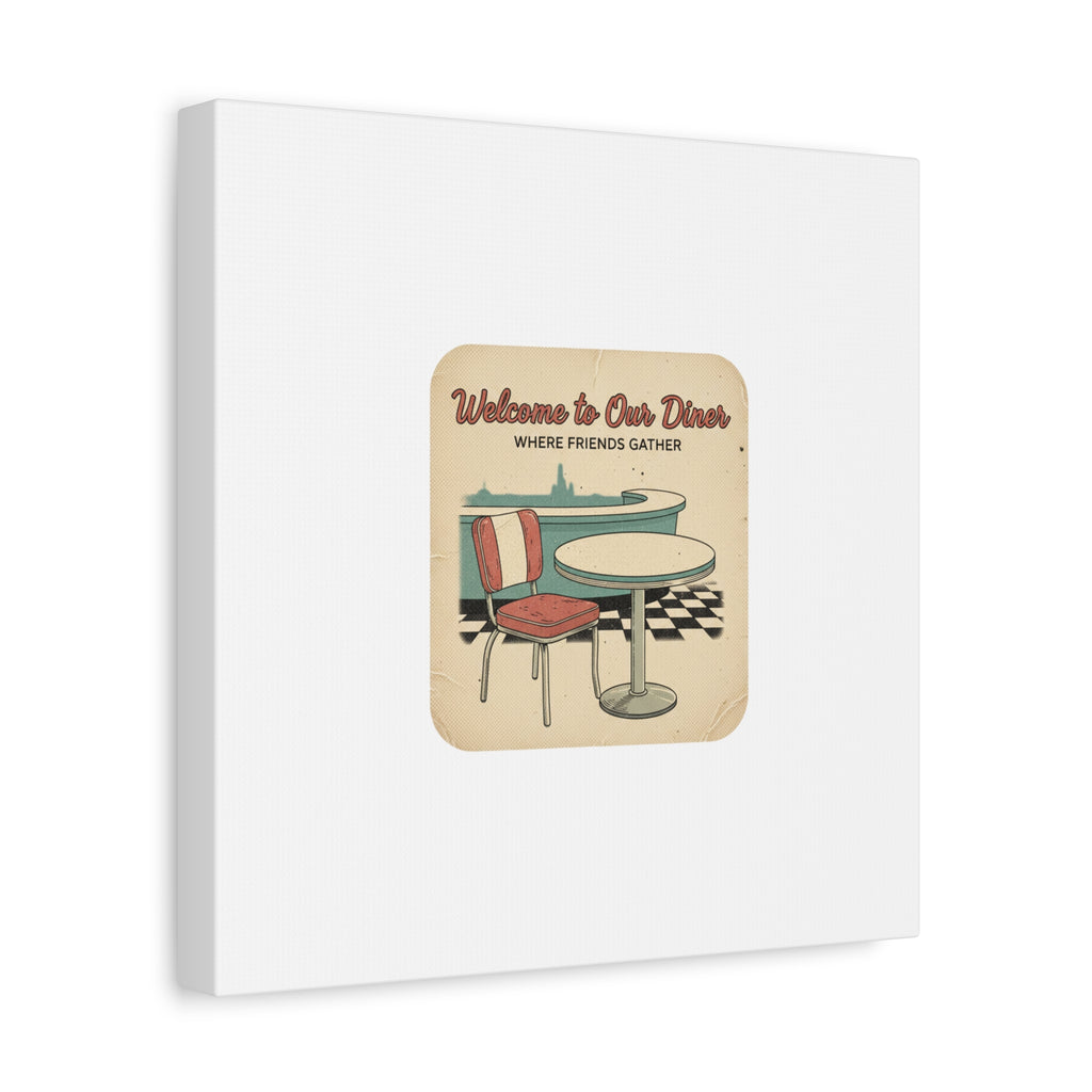 Diner Match Cover Canvas, Vintage Ephemera Art, Retro Micro Ad Print