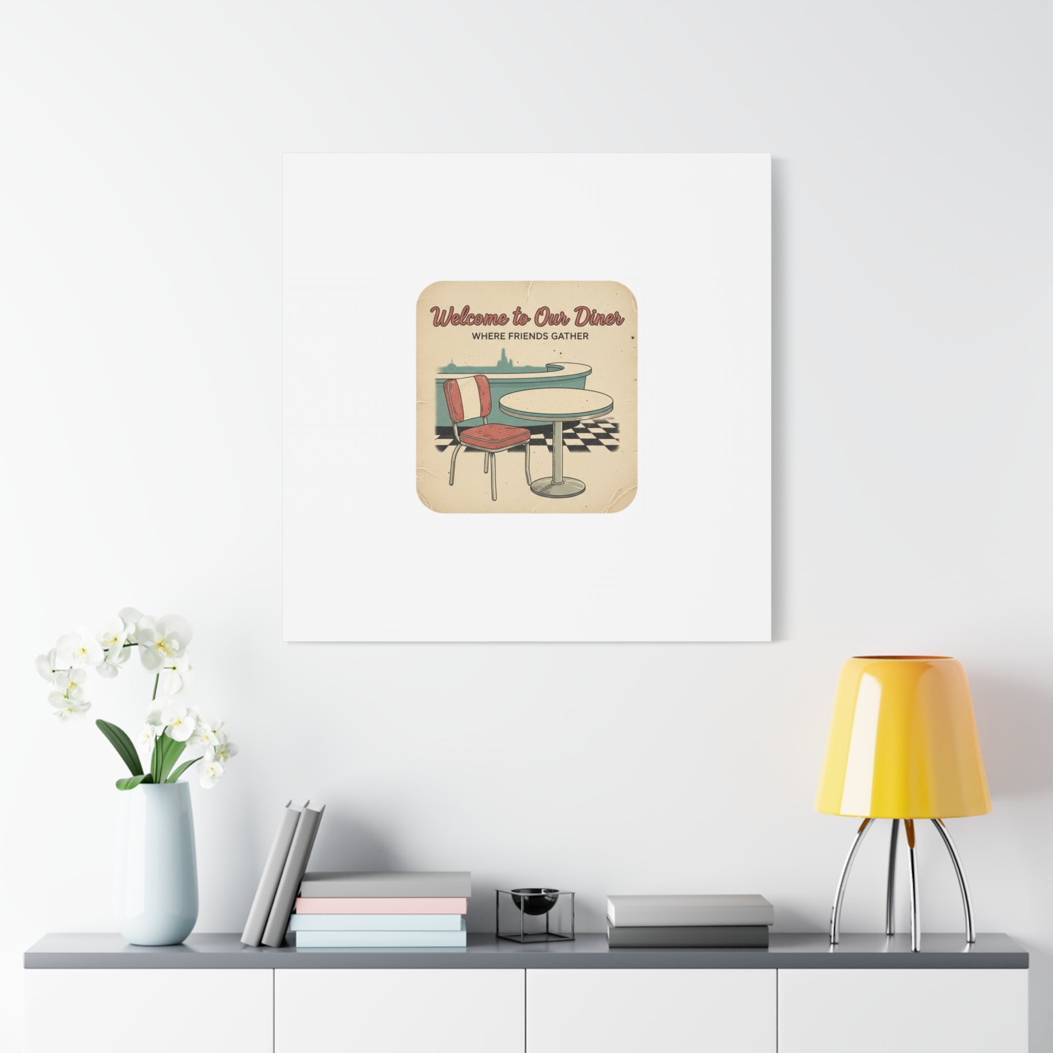 Diner Match Cover Canvas, Vintage Ephemera Art, Retro Micro Ad Print