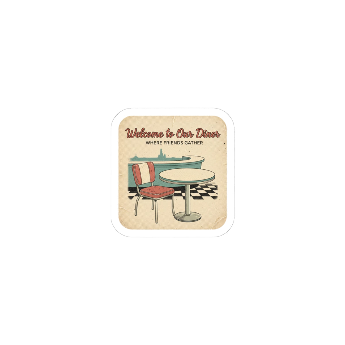 Diner Matchbook Graphic Sticker | Vintage Ephemera, Retro Micro Ad