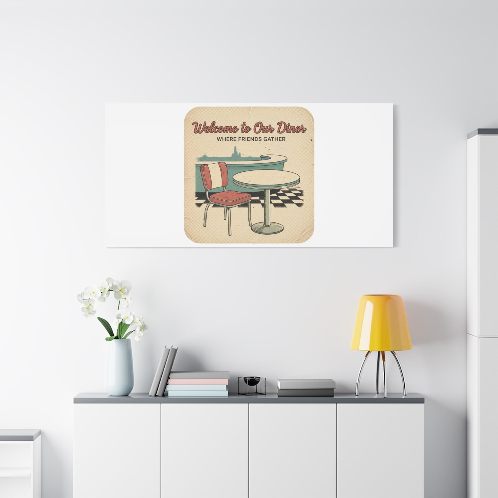 Diner Match Cover Canvas, Vintage Ephemera Art, Retro Micro Ad Print