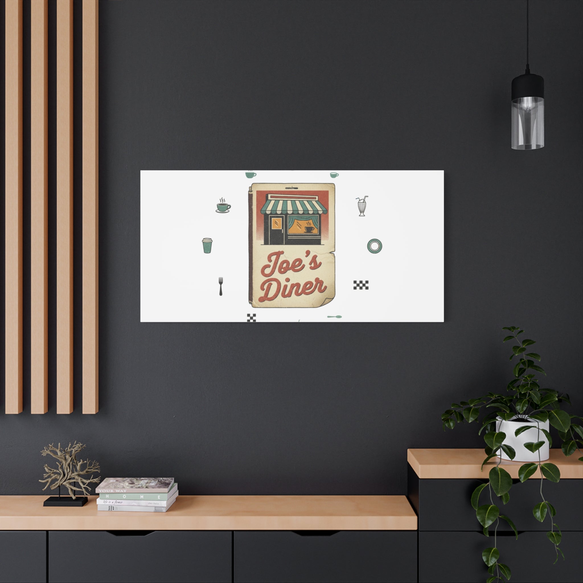 Diner Matchbook Graphic Canvas, Vintage Ephemera Art | Retro Micro Ad Print
