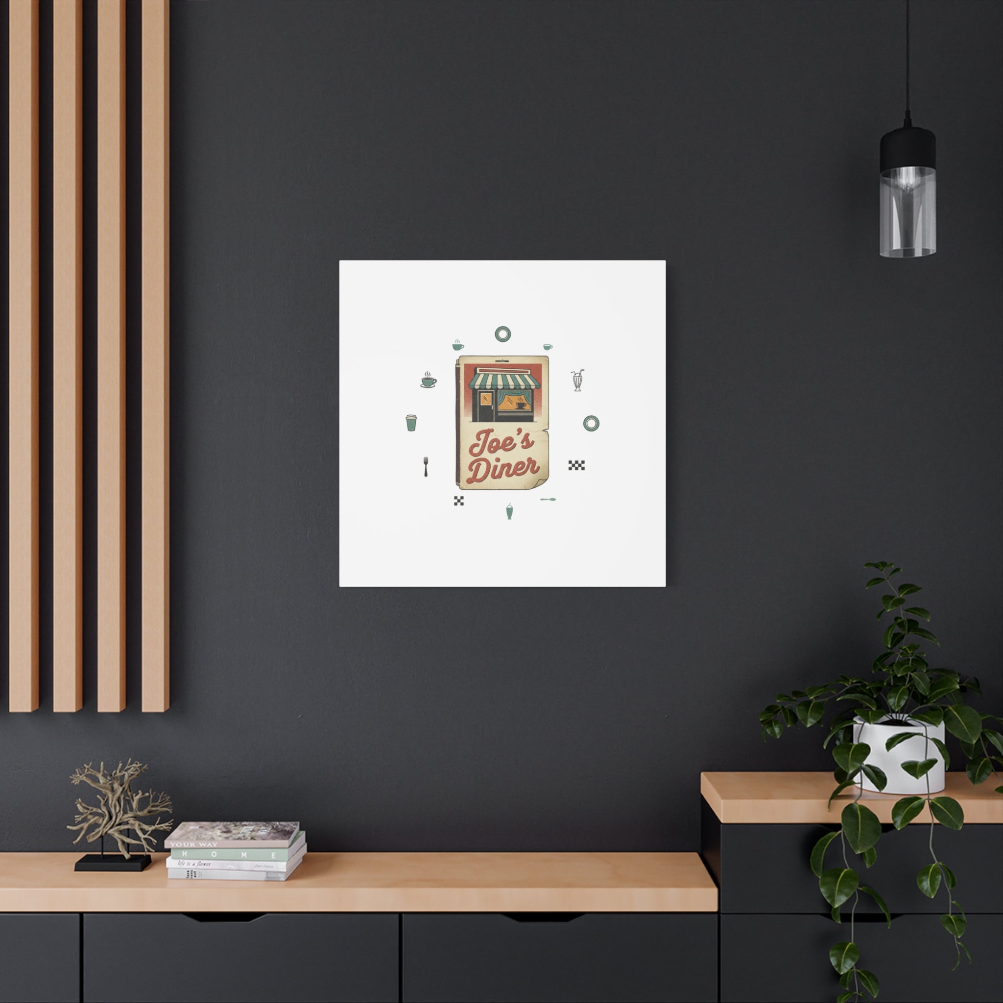 Diner Matchbook Graphic Canvas, Vintage Ephemera Art | Retro Micro Ad Print