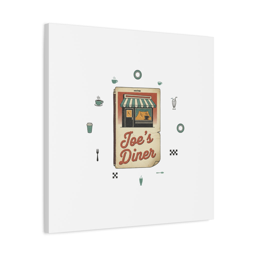 Diner Matchbook Graphic Canvas, Vintage Ephemera Art | Retro Micro Ad Print