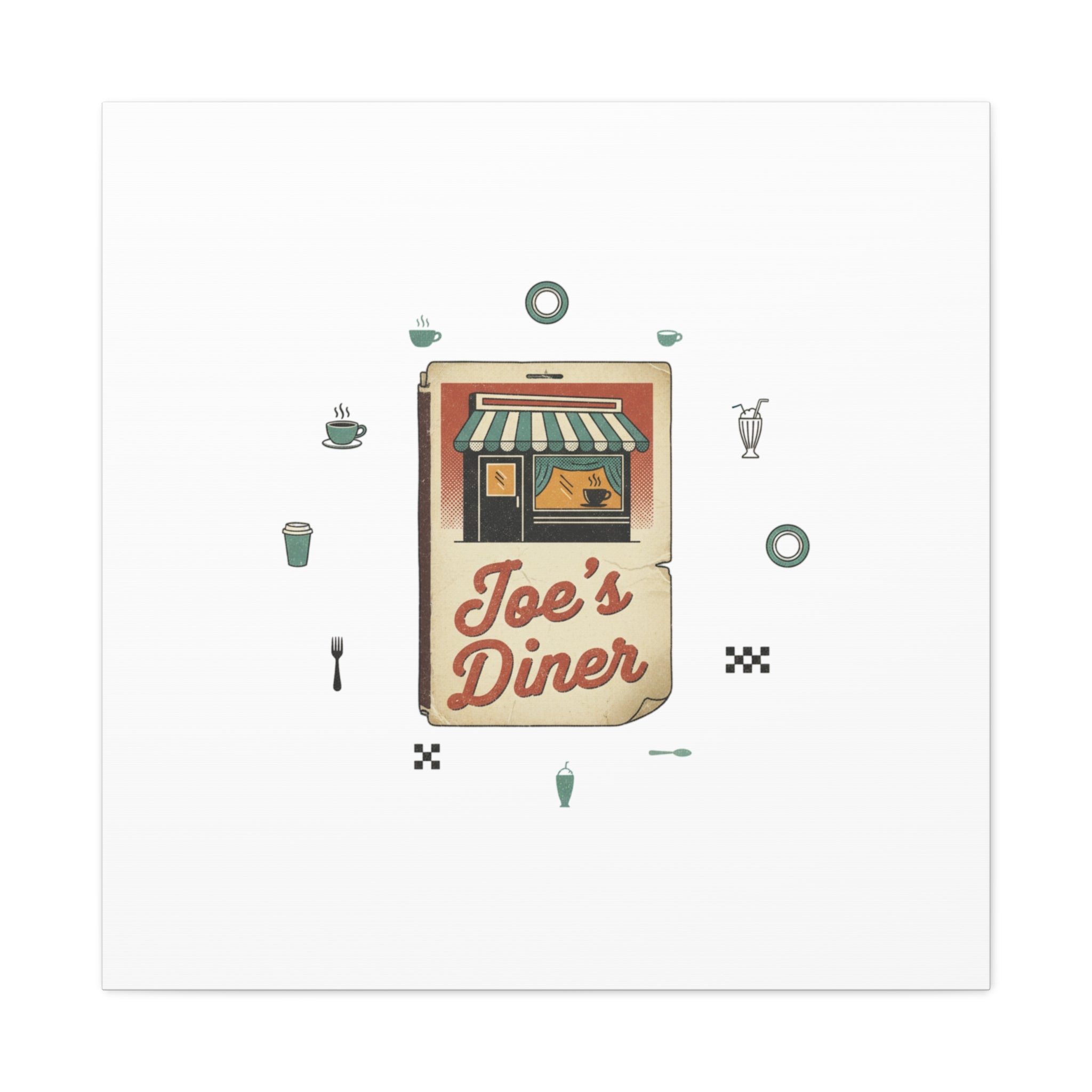 Diner Matchbook Graphic Canvas, Vintage Ephemera Art | Retro Micro Ad Print