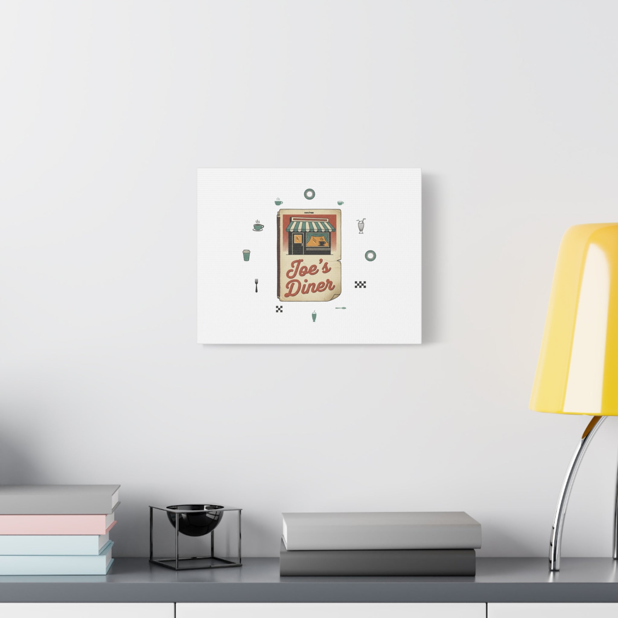 Diner Matchbook Graphic Canvas, Vintage Ephemera Art | Retro Micro Ad Print
