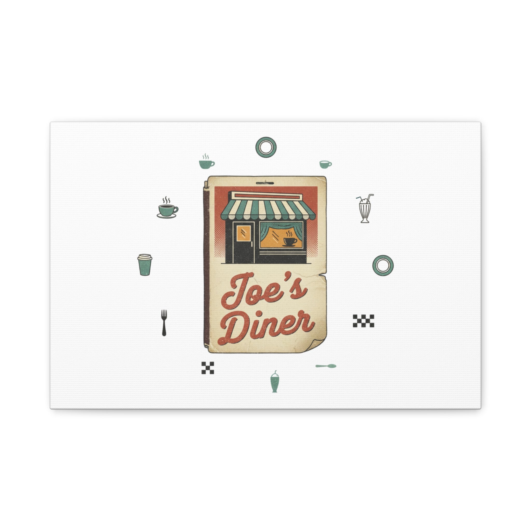 Diner Matchbook Graphic Canvas, Vintage Ephemera Art | Retro Micro Ad Print