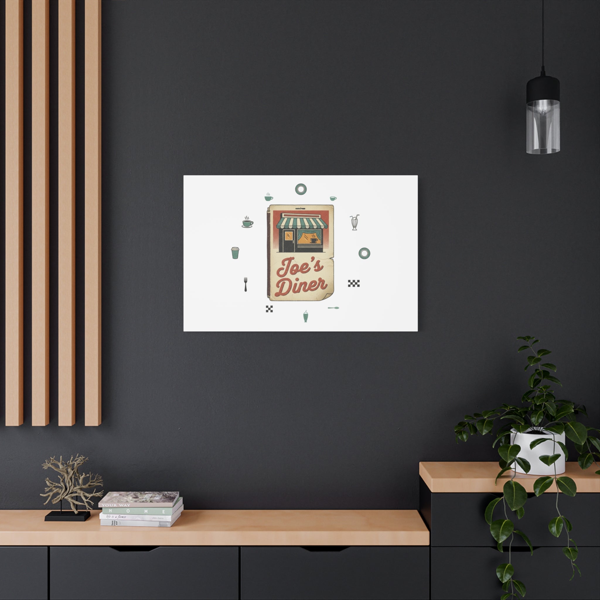 Diner Matchbook Graphic Canvas, Vintage Ephemera Art | Retro Micro Ad Print