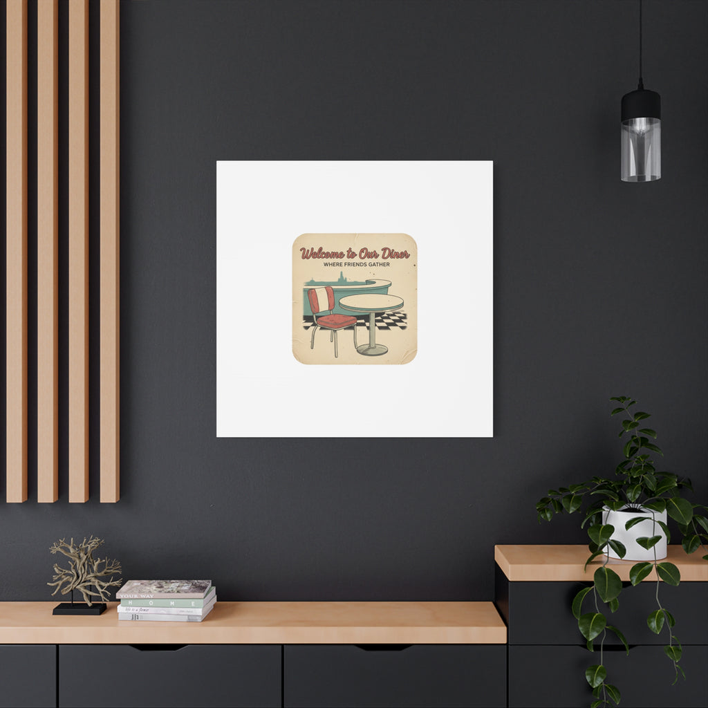 Diner Match Cover Canvas, Vintage Ephemera Art, Retro Micro Ad Print