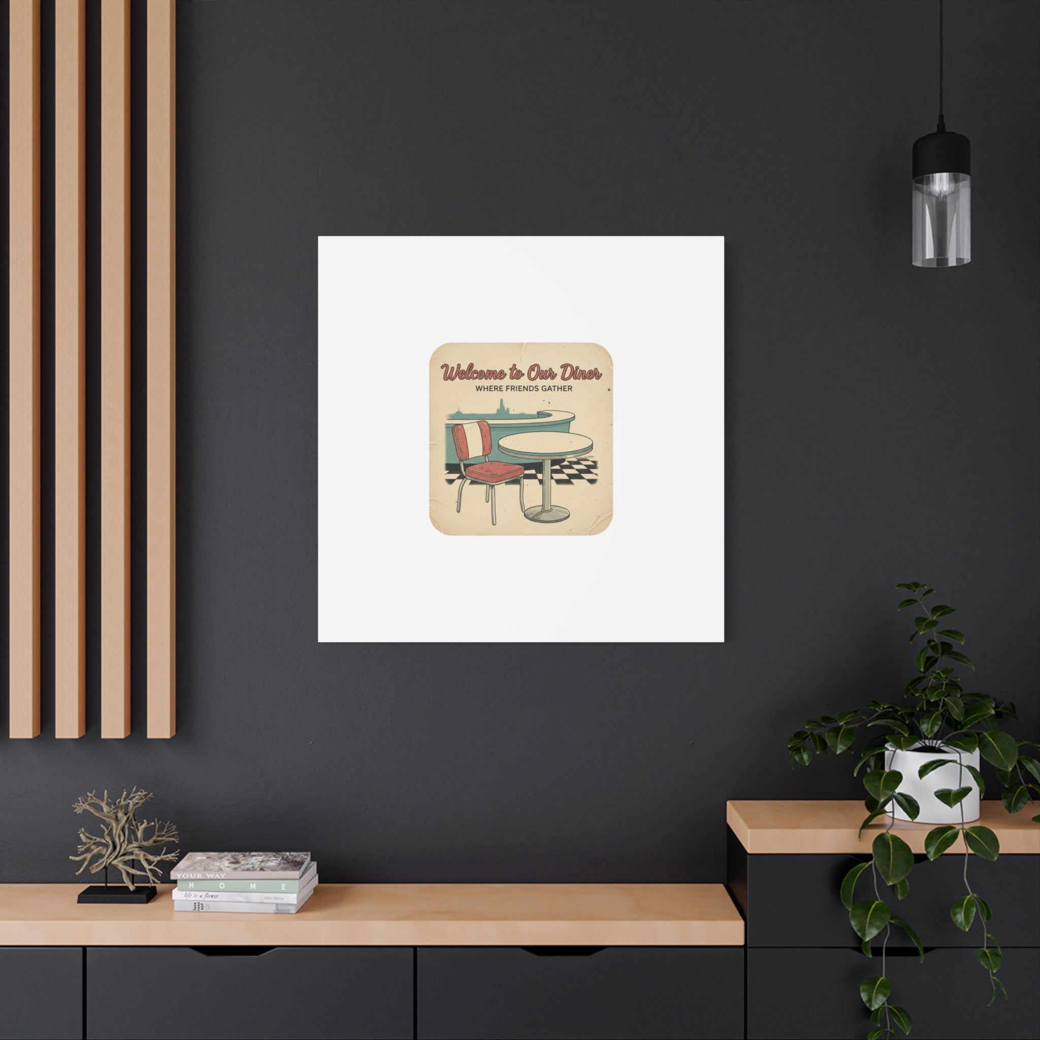 Diner Match Cover Canvas, Vintage Ephemera Art, Retro Micro Ad Print