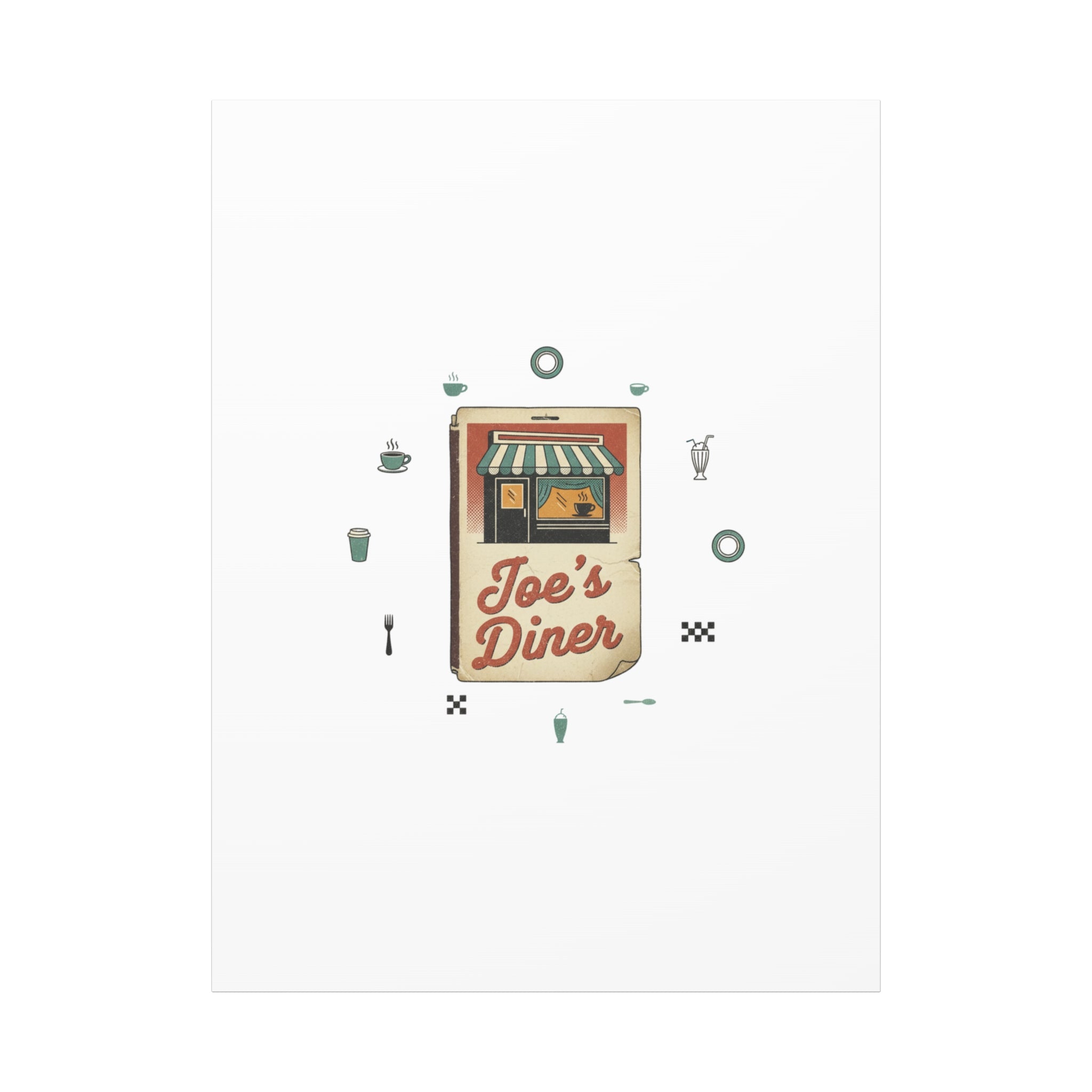 Diner Matchbook Graphic Canvas, Vintage Ephemera Art | Retro Micro Ad Print