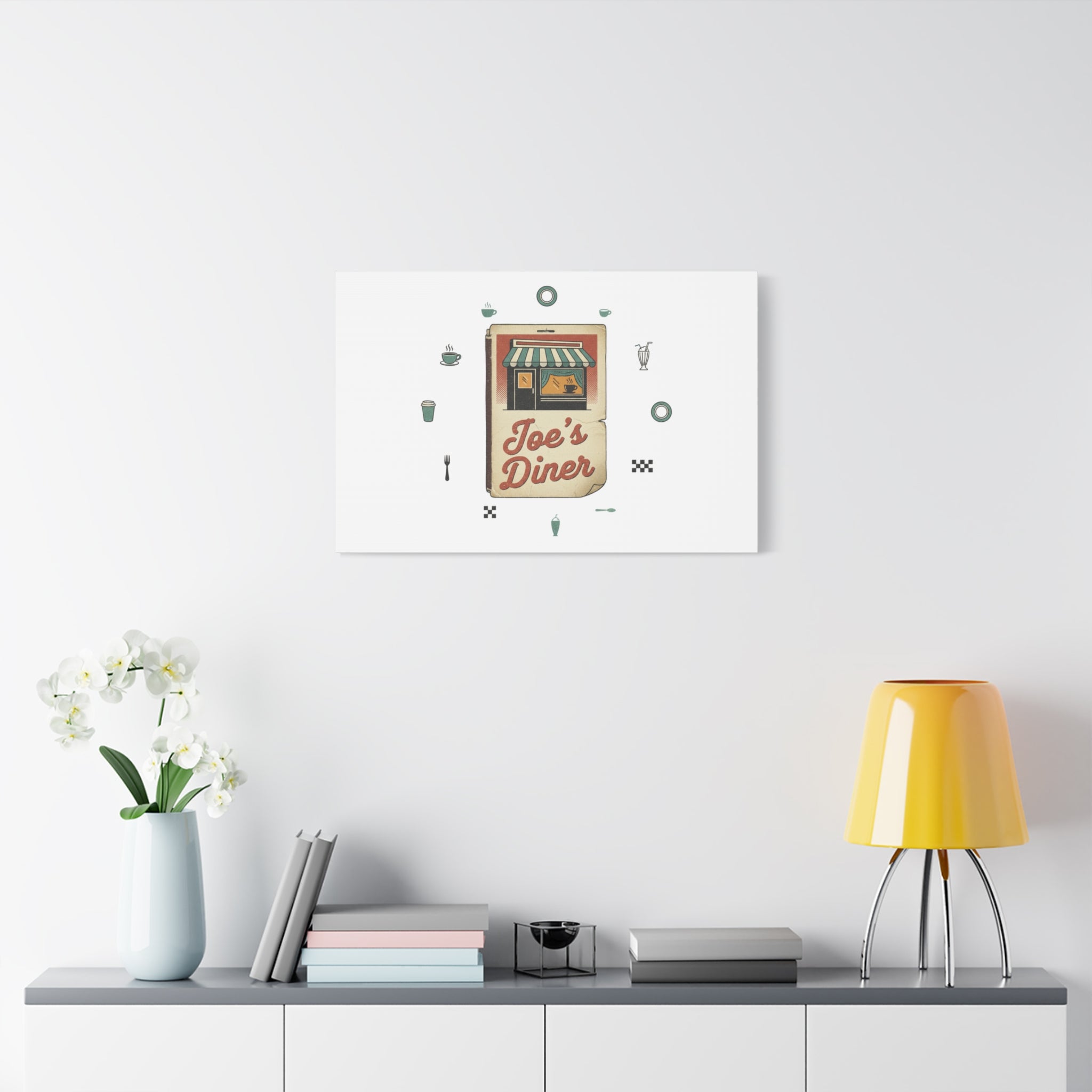 Diner Matchbook Graphic Canvas, Vintage Ephemera Art | Retro Micro Ad Print