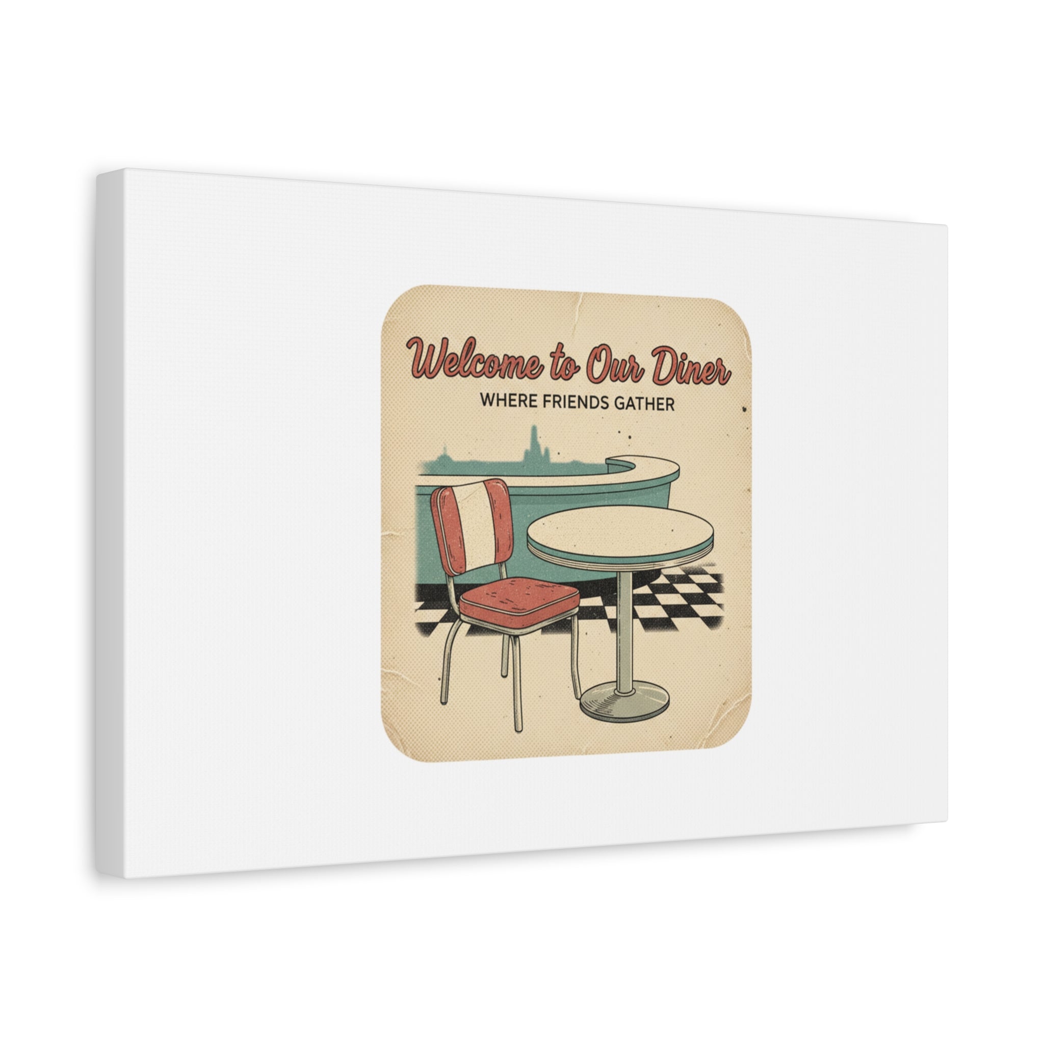 Diner Match Cover Canvas, Vintage Ephemera Art, Retro Micro Ad Print