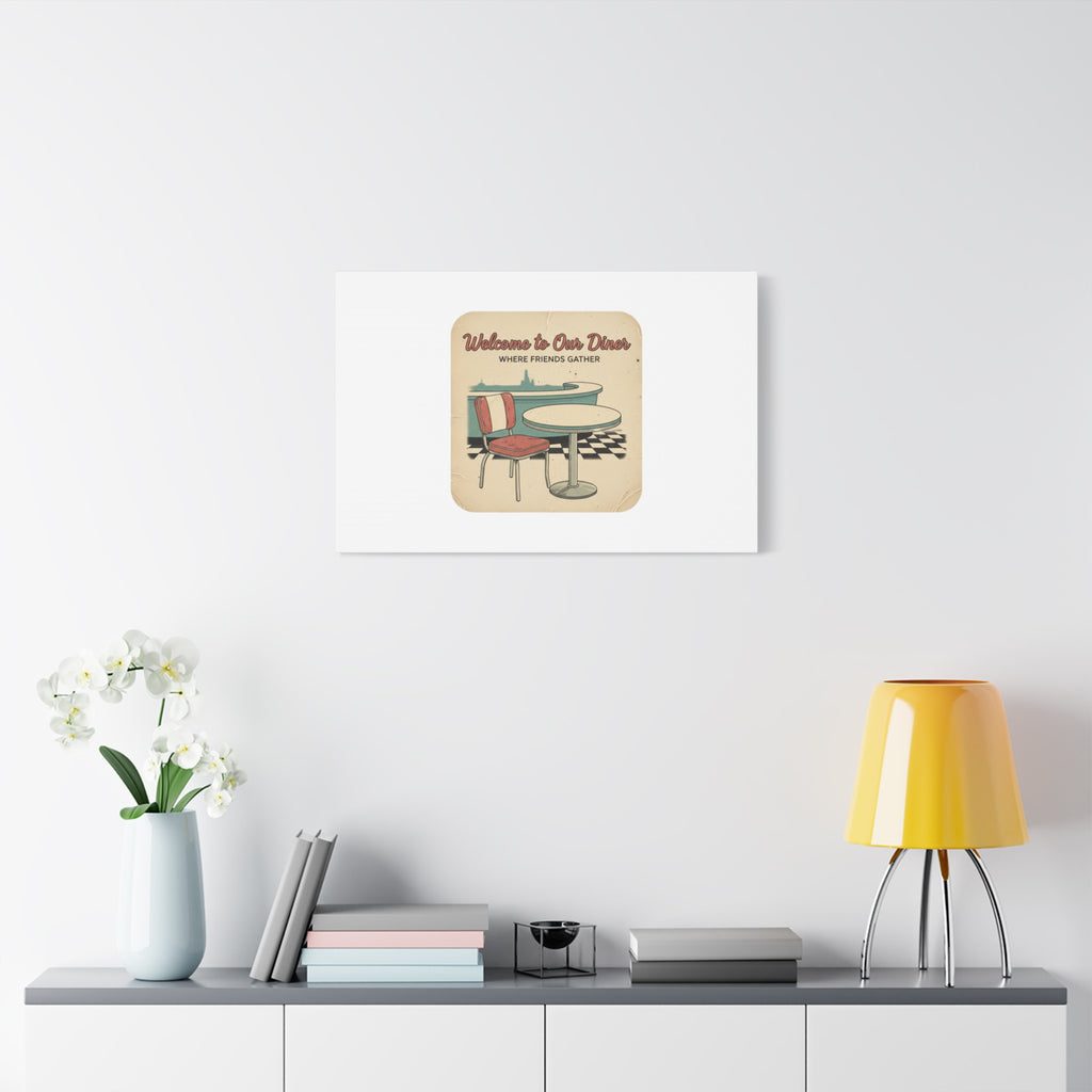 Diner Match Cover Canvas, Vintage Ephemera Art, Retro Micro Ad Print