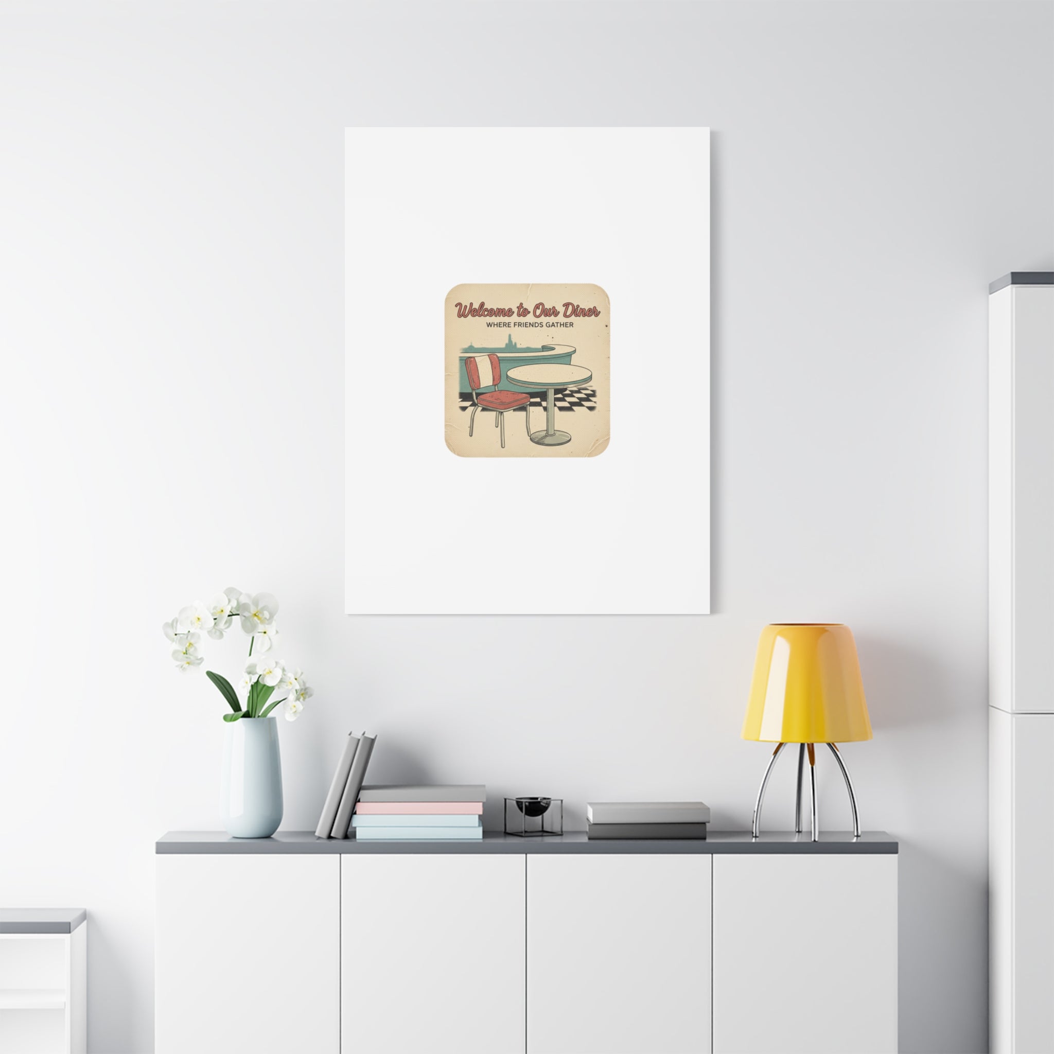 Diner Match Cover Canvas, Vintage Ephemera Art, Retro Micro Ad Print