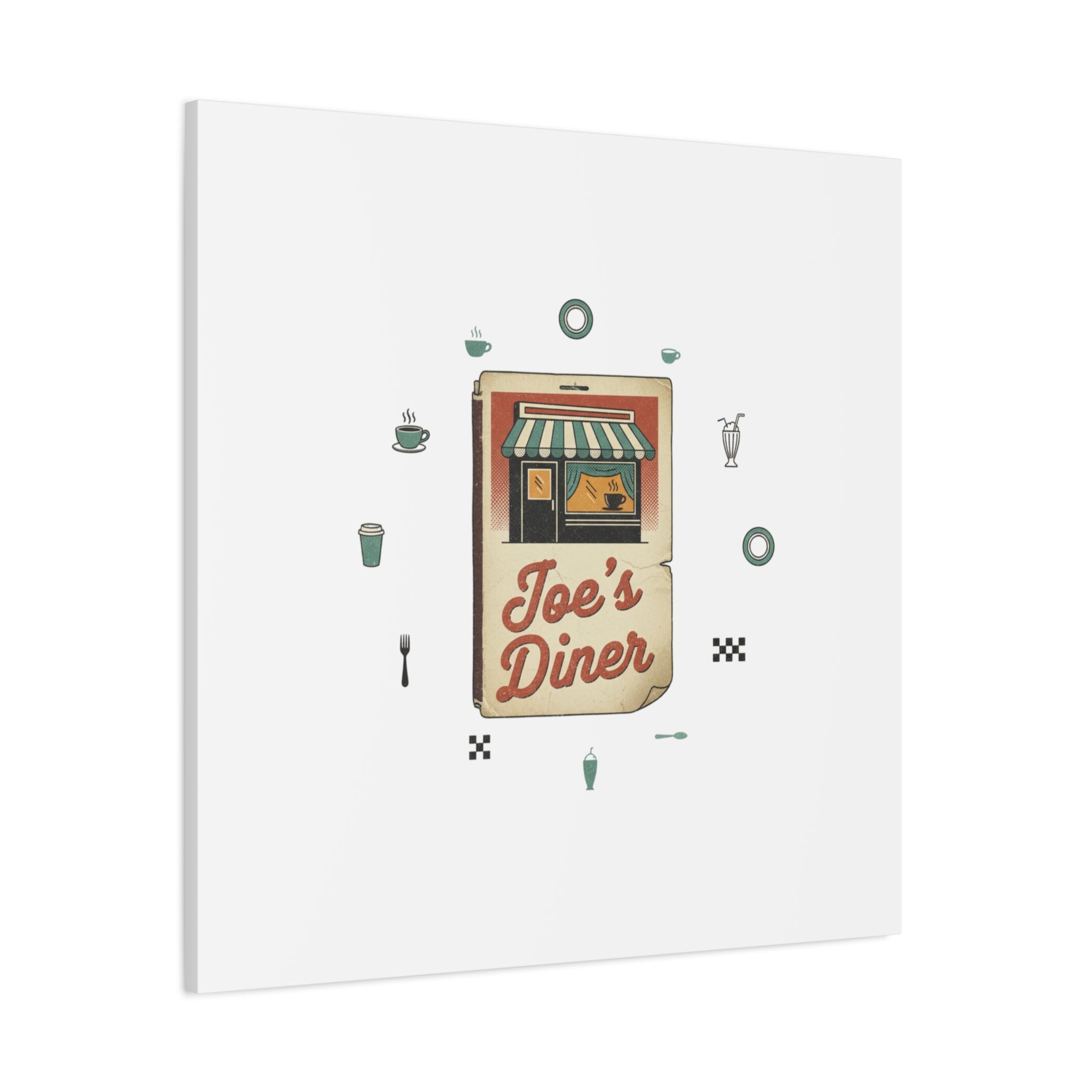 Diner Matchbook Graphic Canvas, Vintage Ephemera Art | Retro Micro Ad Print