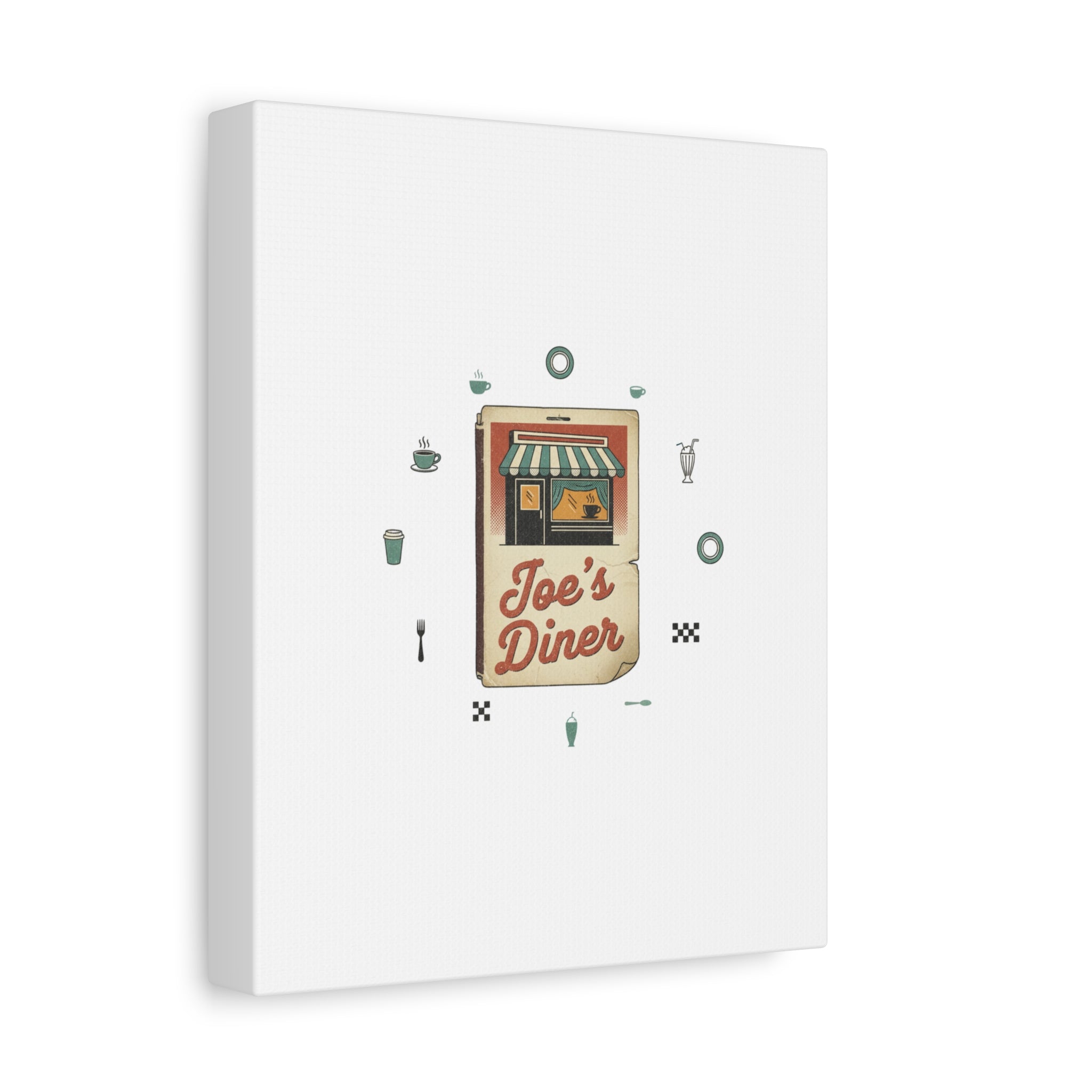 Diner Matchbook Graphic Canvas, Vintage Ephemera Art | Retro Micro Ad Print