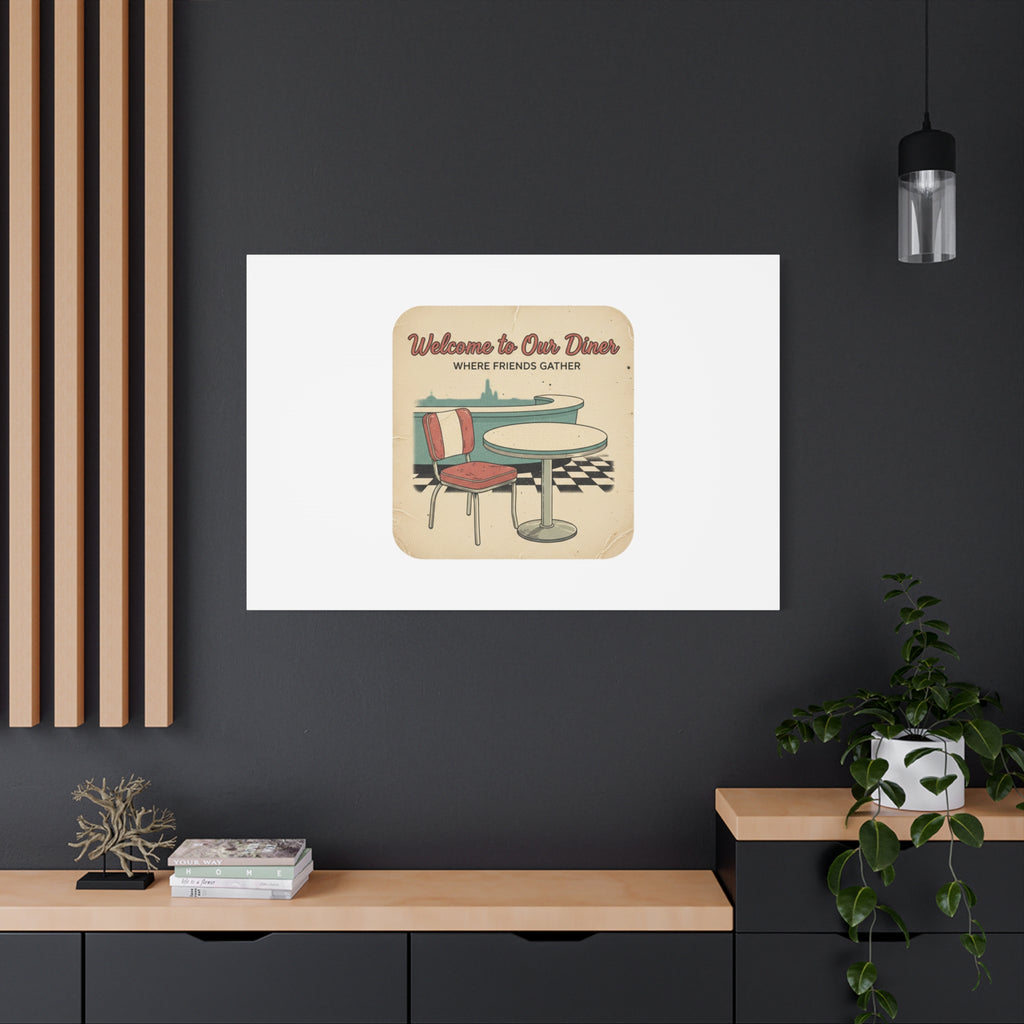 Diner Match Cover Canvas, Vintage Ephemera Art, Retro Micro Ad Print
