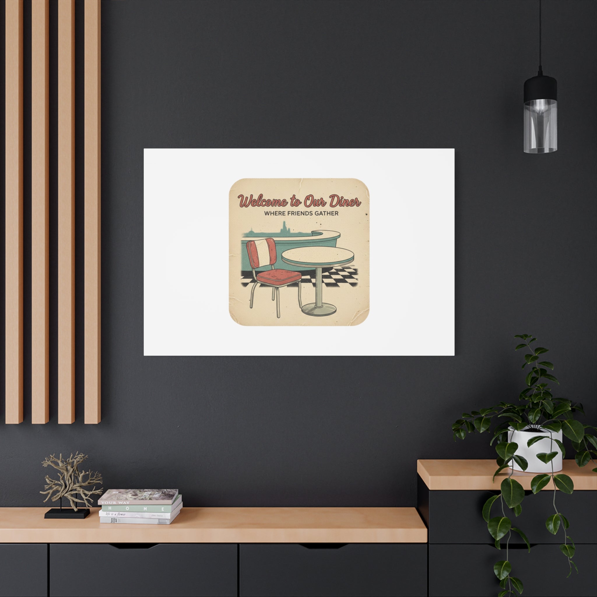 Diner Match Cover Canvas, Vintage Ephemera Art, Retro Micro Ad Print