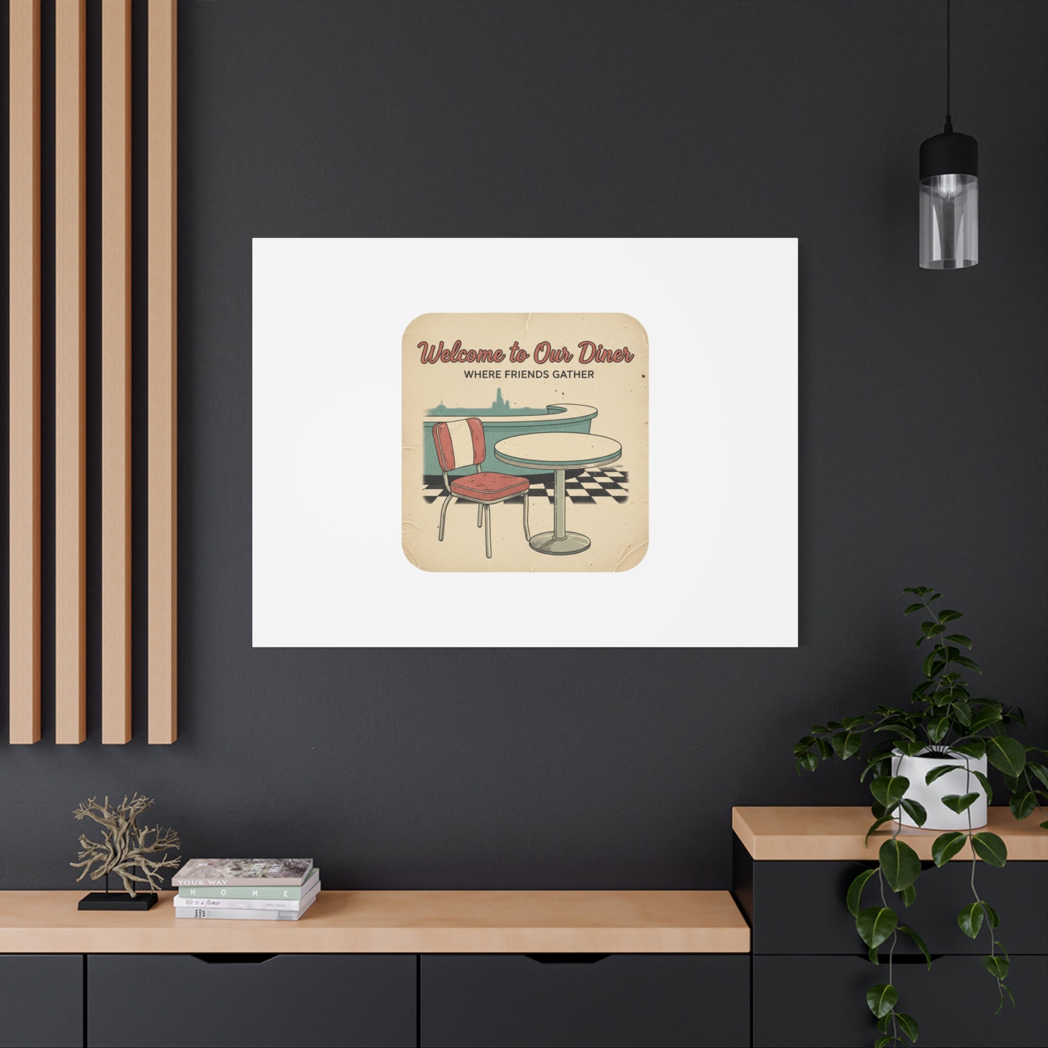 Diner Match Cover Canvas, Vintage Ephemera Art, Retro Micro Ad Print
