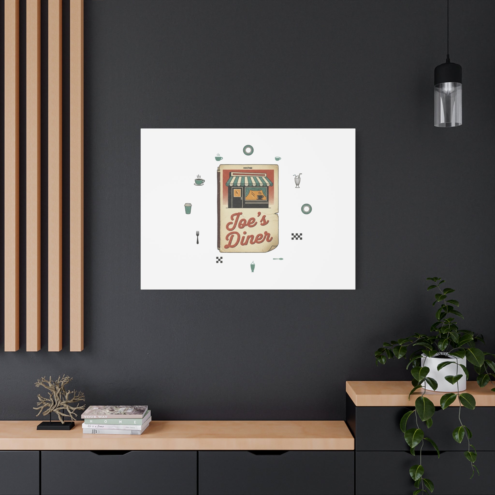 Diner Matchbook Graphic Canvas, Vintage Ephemera Art | Retro Micro Ad Print