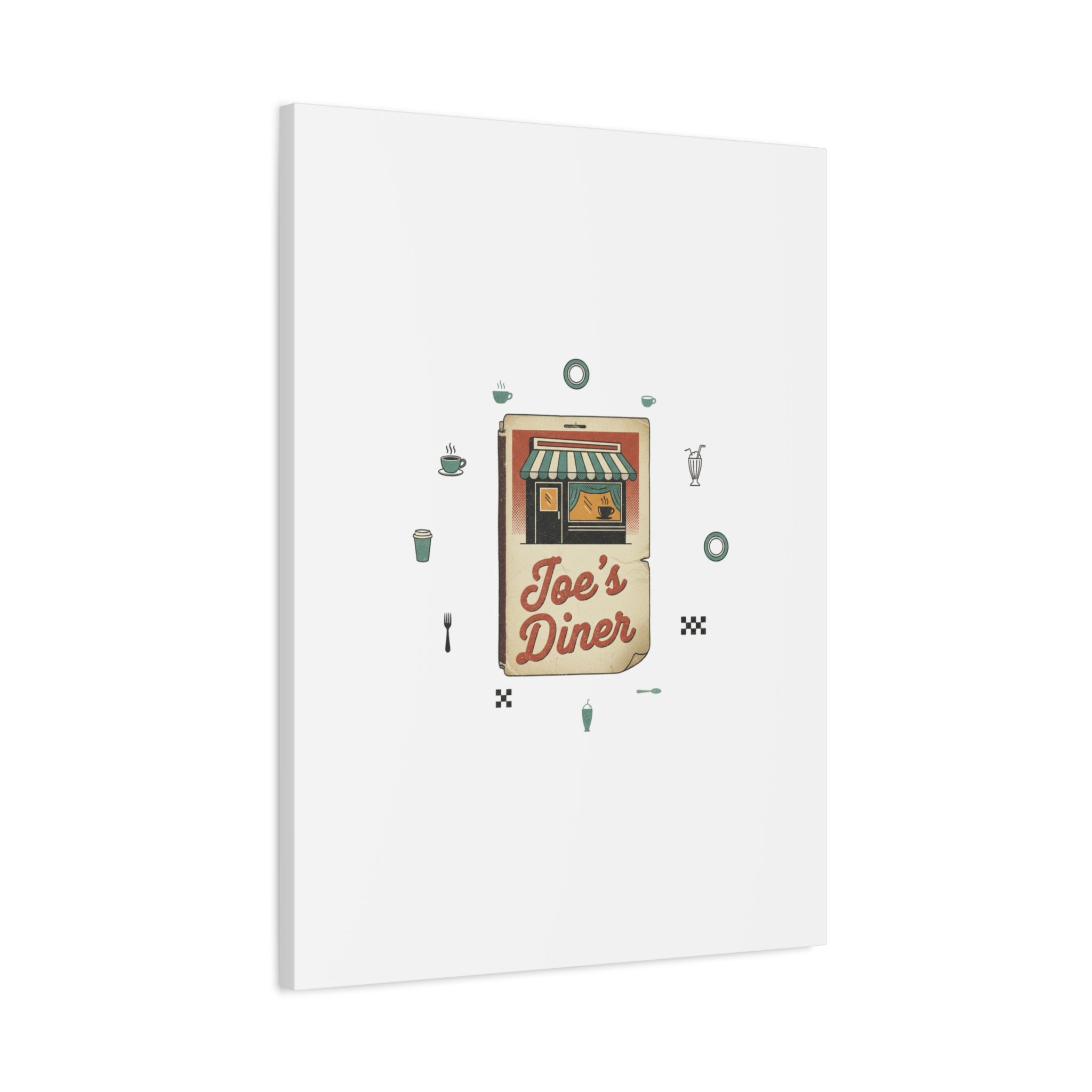Diner Matchbook Graphic Canvas, Vintage Ephemera Art | Retro Micro Ad Print