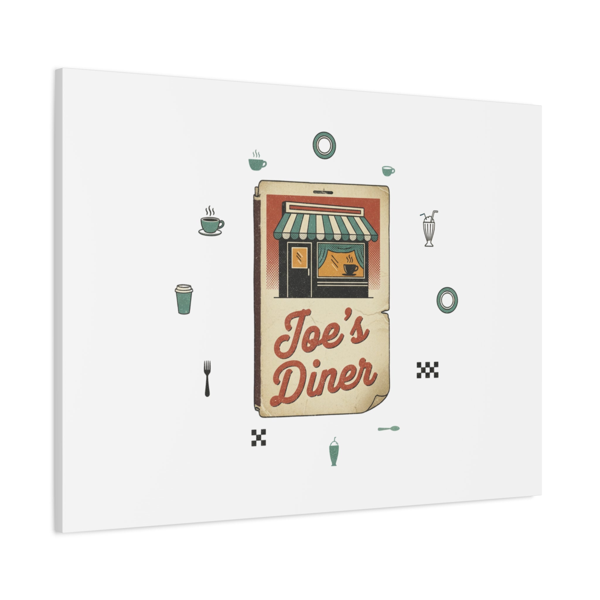 Diner Matchbook Graphic Canvas, Vintage Ephemera Art | Retro Micro Ad Print