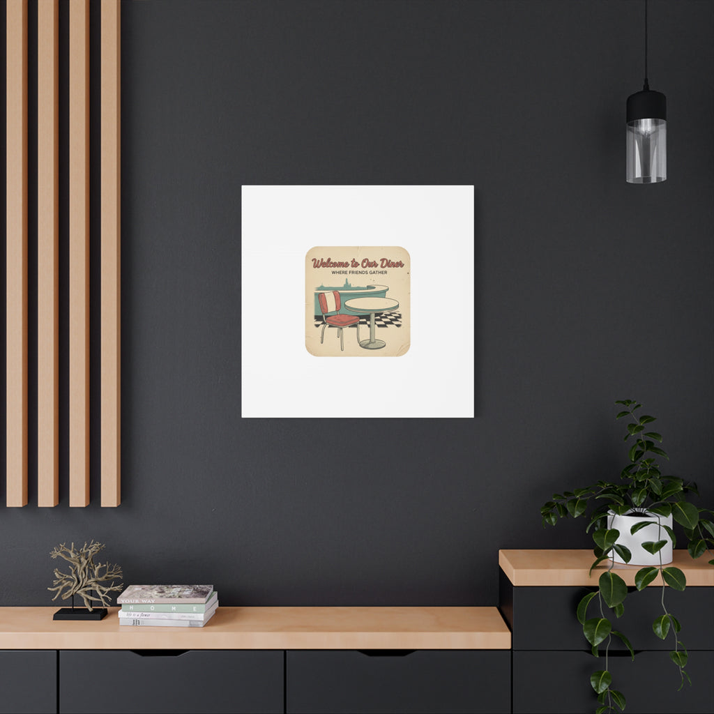 Diner Match Cover Canvas, Vintage Ephemera Art, Retro Micro Ad Print