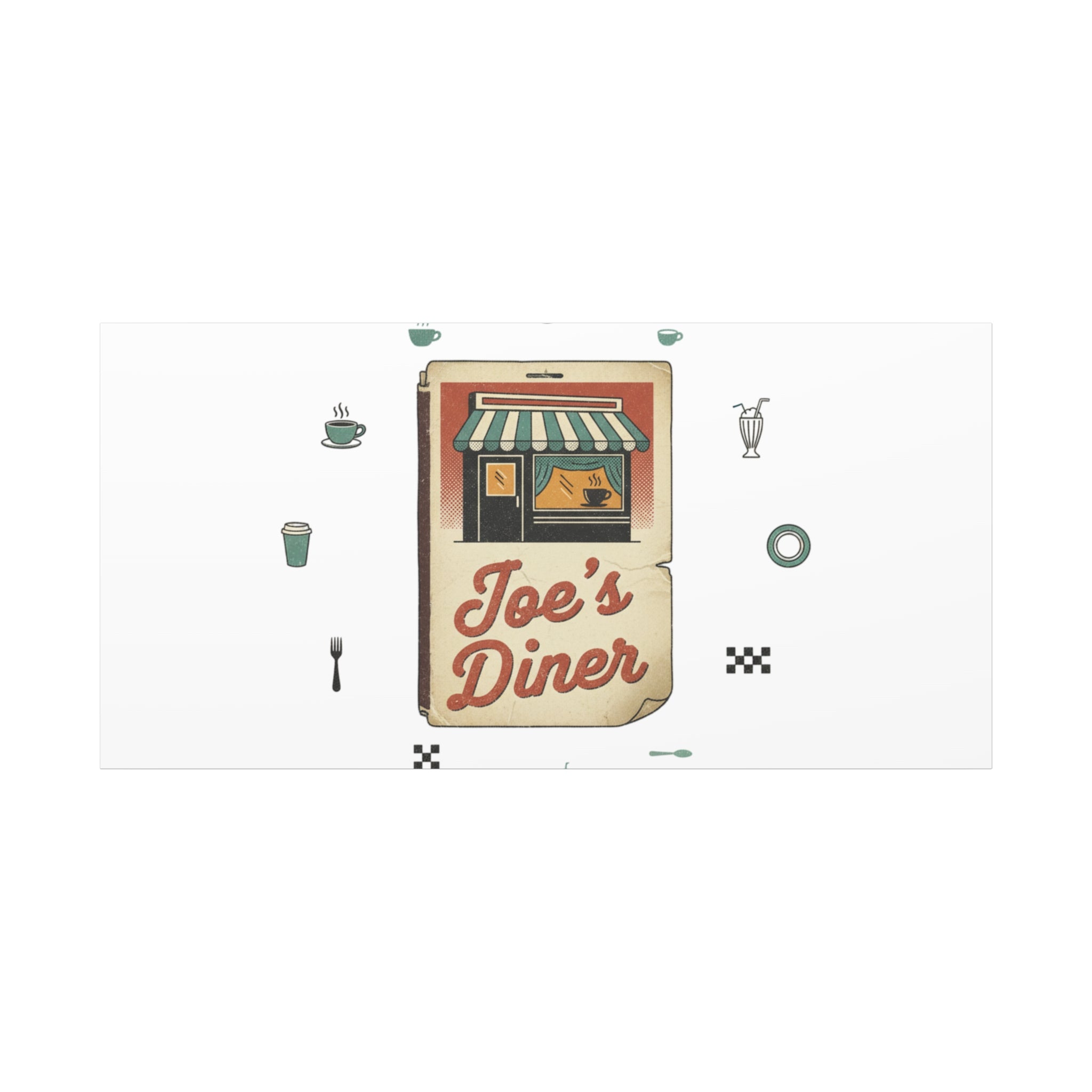 Diner Matchbook Graphic Canvas, Vintage Ephemera Art | Retro Micro Ad Print