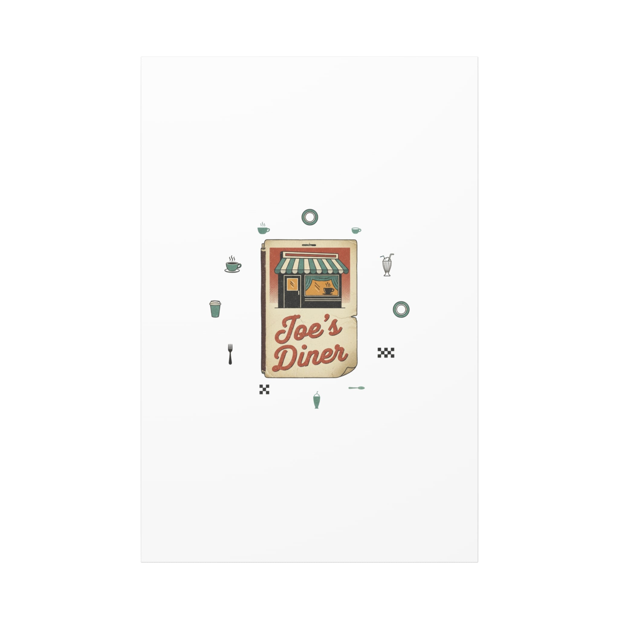 Diner Matchbook Graphic Canvas, Vintage Ephemera Art | Retro Micro Ad Print