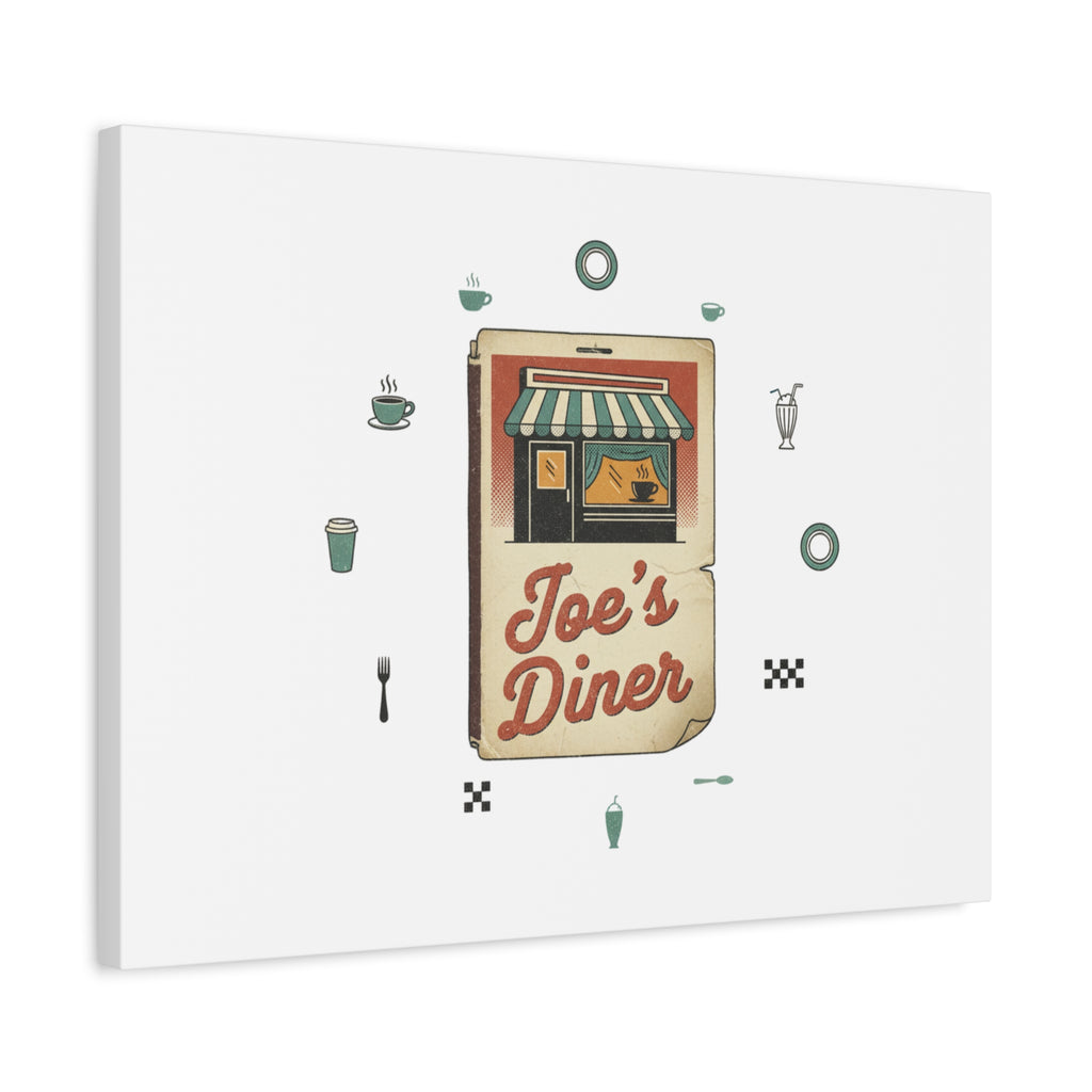 Diner Matchbook Graphic Canvas, Vintage Ephemera Art | Retro Micro Ad Print